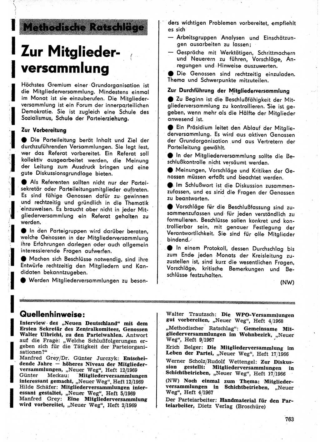 Neuer Weg (NW), Organ des Zentralkomitees (ZK) der SED (Sozialistische Einheitspartei Deutschlands) für Fragen des Parteilebens, 24. Jahrgang [Deutsche Demokratische Republik (DDR)] 1969, Seite 763 (NW ZK SED DDR 1969, S. 763)