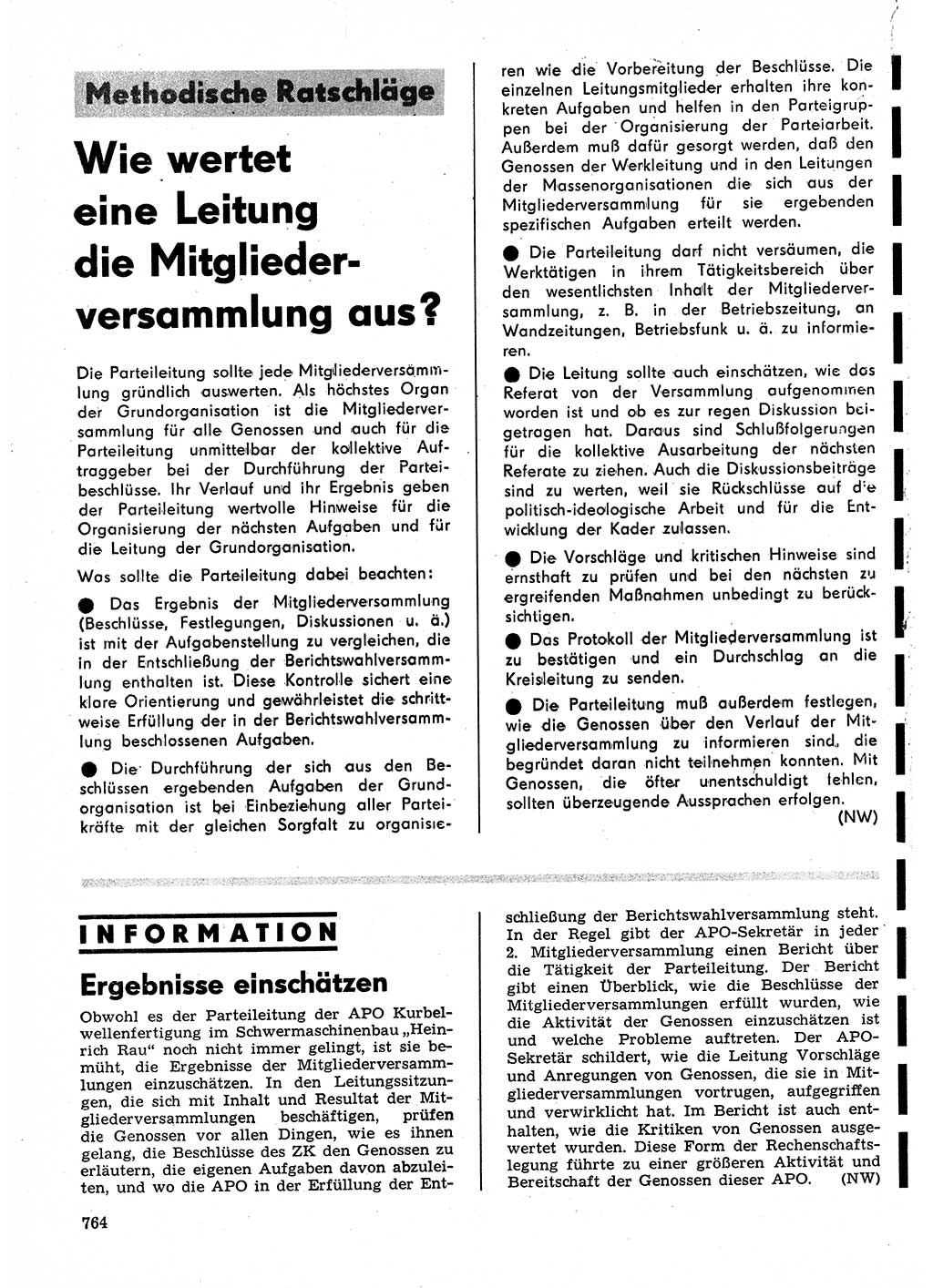 Neuer Weg (NW), Organ des Zentralkomitees (ZK) der SED (Sozialistische Einheitspartei Deutschlands) für Fragen des Parteilebens, 24. Jahrgang [Deutsche Demokratische Republik (DDR)] 1969, Seite 764 (NW ZK SED DDR 1969, S. 764)