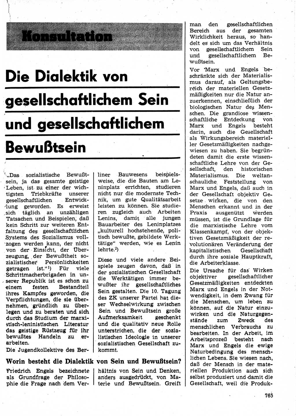 Neuer Weg (NW), Organ des Zentralkomitees (ZK) der SED (Sozialistische Einheitspartei Deutschlands) für Fragen des Parteilebens, 24. Jahrgang [Deutsche Demokratische Republik (DDR)] 1969, Seite 765 (NW ZK SED DDR 1969, S. 765)