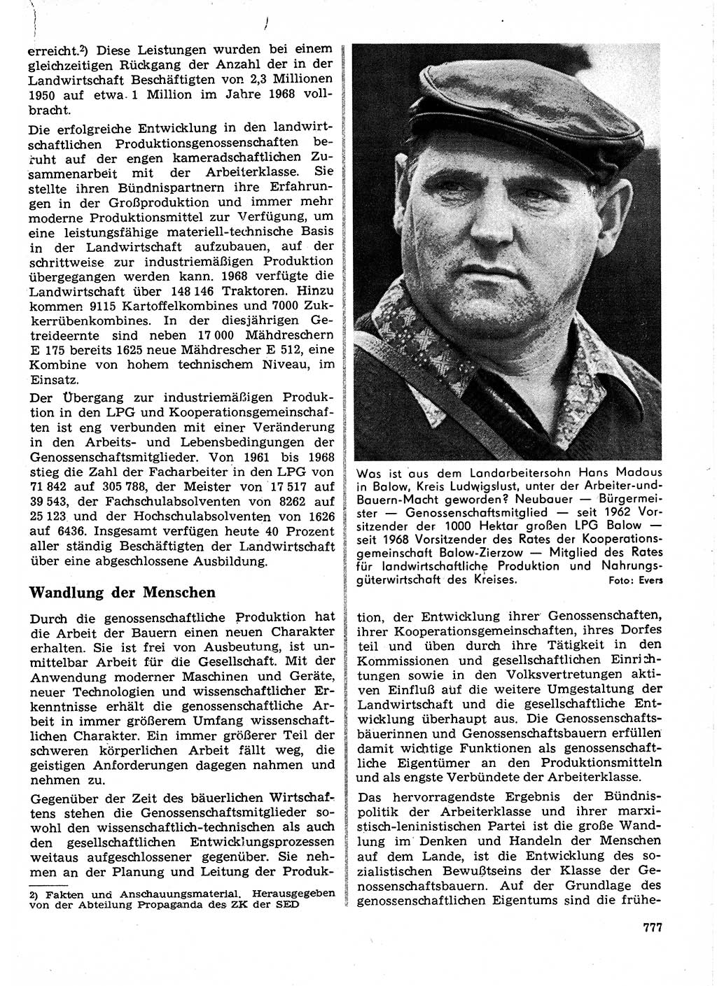 Neuer Weg (NW), Organ des Zentralkomitees (ZK) der SED (Sozialistische Einheitspartei Deutschlands) für Fragen des Parteilebens, 24. Jahrgang [Deutsche Demokratische Republik (DDR)] 1969, Seite 777 (NW ZK SED DDR 1969, S. 777)