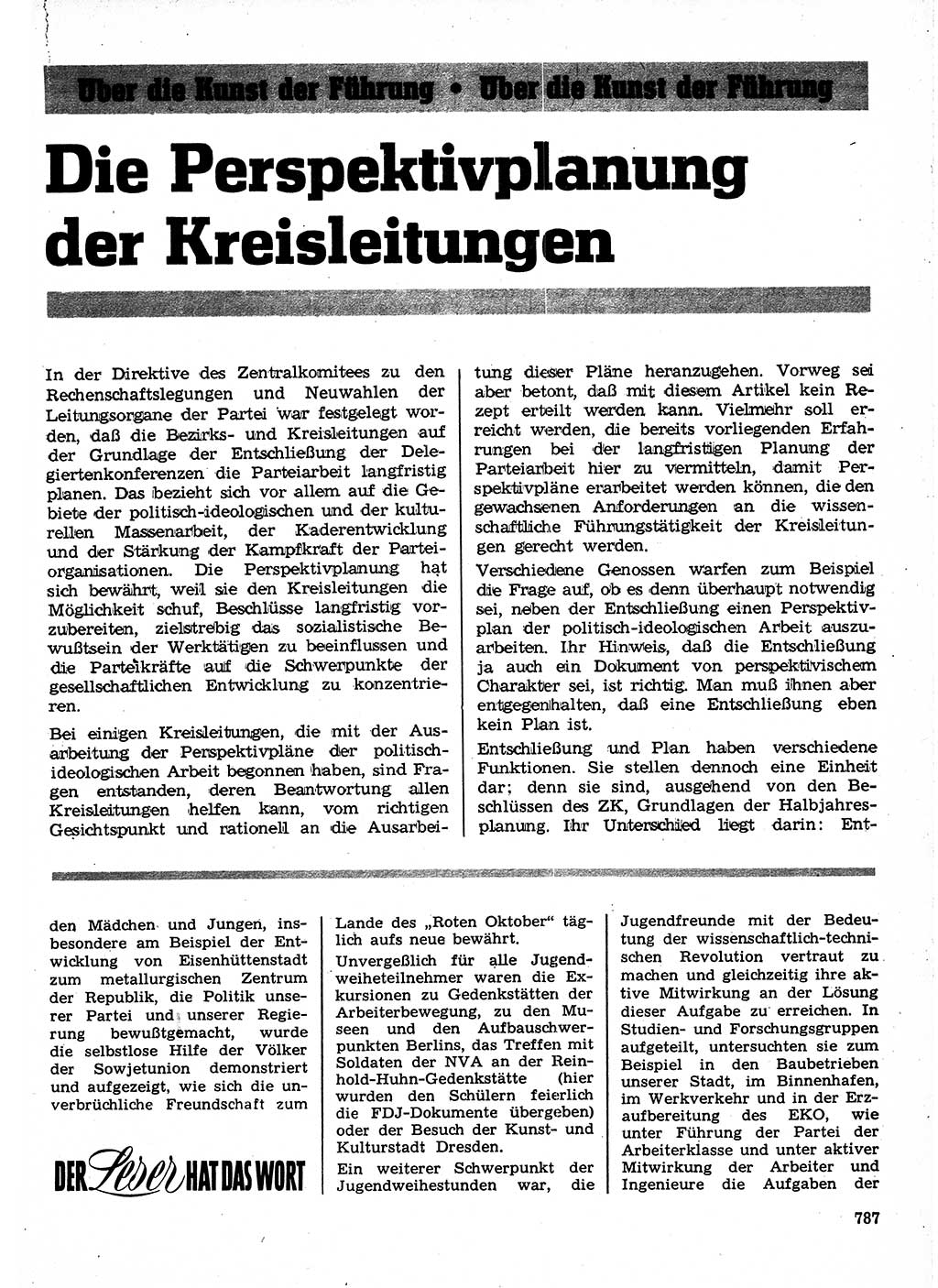 Neuer Weg (NW), Organ des Zentralkomitees (ZK) der SED (Sozialistische Einheitspartei Deutschlands) für Fragen des Parteilebens, 24. Jahrgang [Deutsche Demokratische Republik (DDR)] 1969, Seite 787 (NW ZK SED DDR 1969, S. 787)