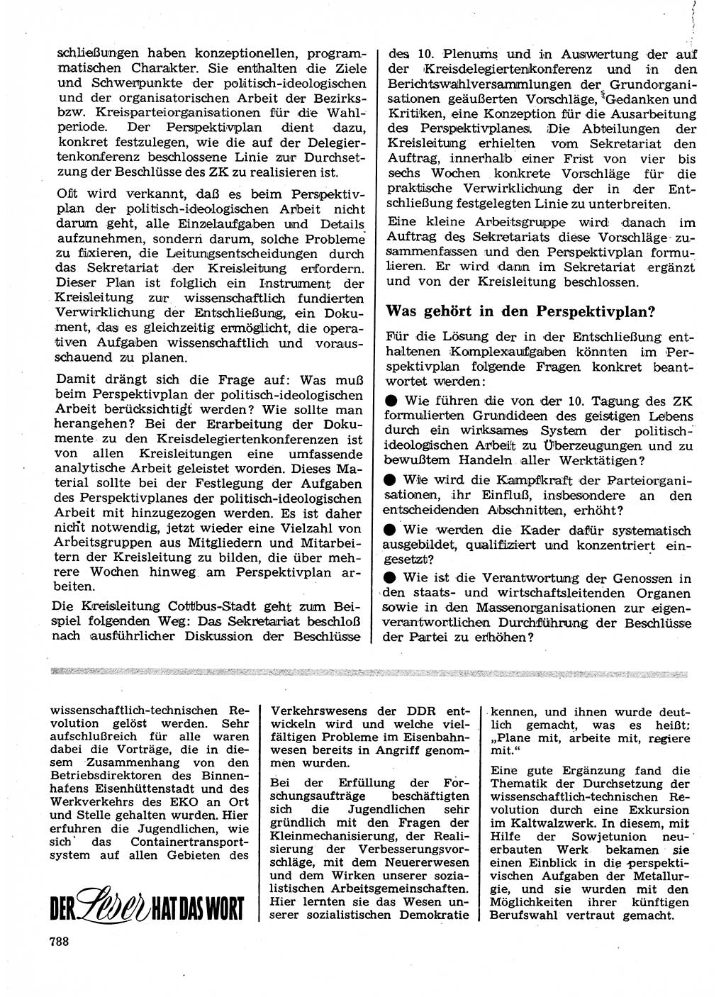 Neuer Weg (NW), Organ des Zentralkomitees (ZK) der SED (Sozialistische Einheitspartei Deutschlands) für Fragen des Parteilebens, 24. Jahrgang [Deutsche Demokratische Republik (DDR)] 1969, Seite 788 (NW ZK SED DDR 1969, S. 788)