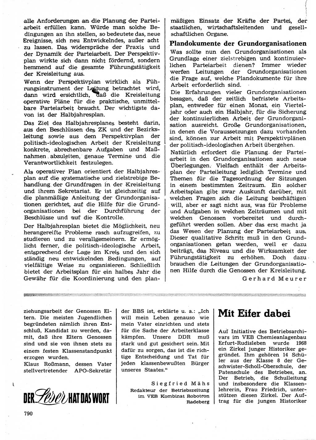 Neuer Weg (NW), Organ des Zentralkomitees (ZK) der SED (Sozialistische Einheitspartei Deutschlands) für Fragen des Parteilebens, 24. Jahrgang [Deutsche Demokratische Republik (DDR)] 1969, Seite 790 (NW ZK SED DDR 1969, S. 790)