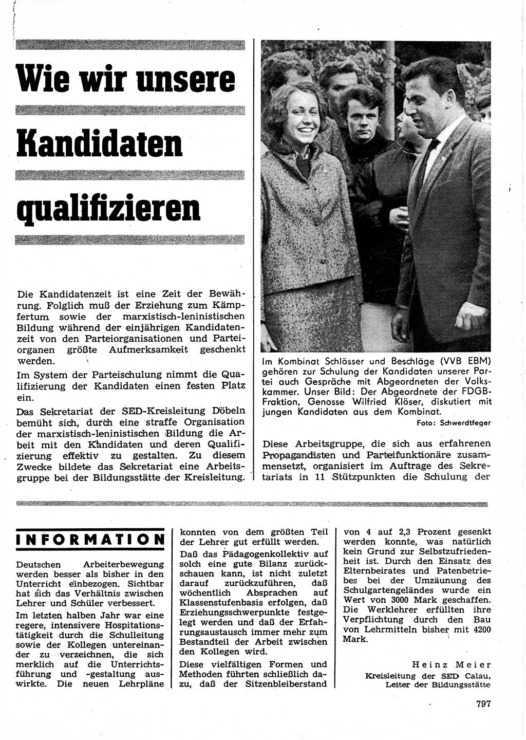 Neuer Weg (NW), Organ des Zentralkomitees (ZK) der SED (Sozialistische Einheitspartei Deutschlands) für Fragen des Parteilebens, 24. Jahrgang [Deutsche Demokratische Republik (DDR)] 1969, Seite 797 (NW ZK SED DDR 1969, S. 797)