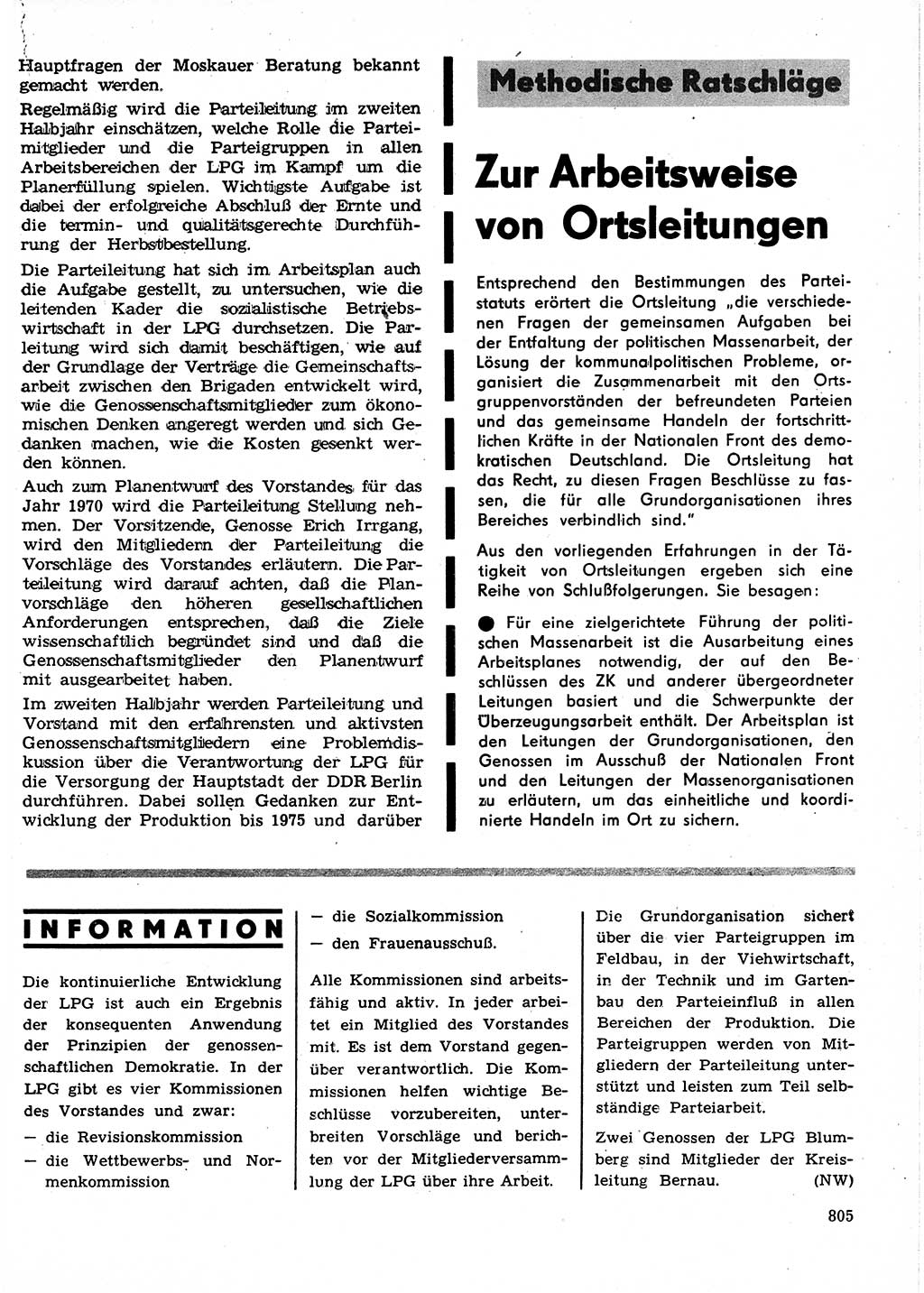 Neuer Weg (NW), Organ des Zentralkomitees (ZK) der SED (Sozialistische Einheitspartei Deutschlands) für Fragen des Parteilebens, 24. Jahrgang [Deutsche Demokratische Republik (DDR)] 1969, Seite 805 (NW ZK SED DDR 1969, S. 805)