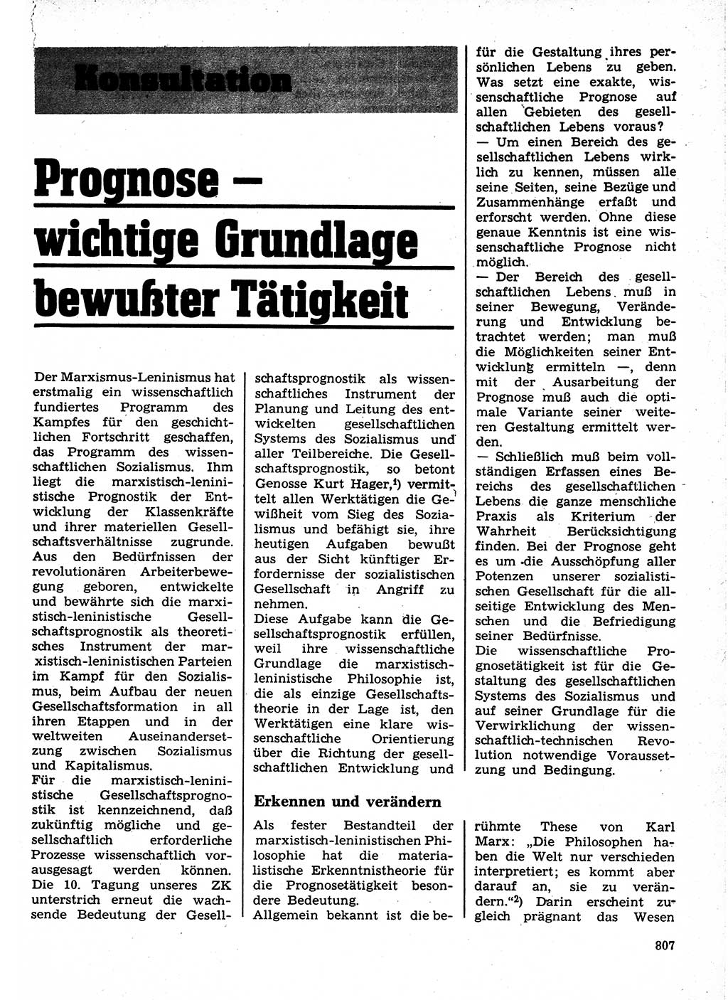 Neuer Weg (NW), Organ des Zentralkomitees (ZK) der SED (Sozialistische Einheitspartei Deutschlands) für Fragen des Parteilebens, 24. Jahrgang [Deutsche Demokratische Republik (DDR)] 1969, Seite 807 (NW ZK SED DDR 1969, S. 807)