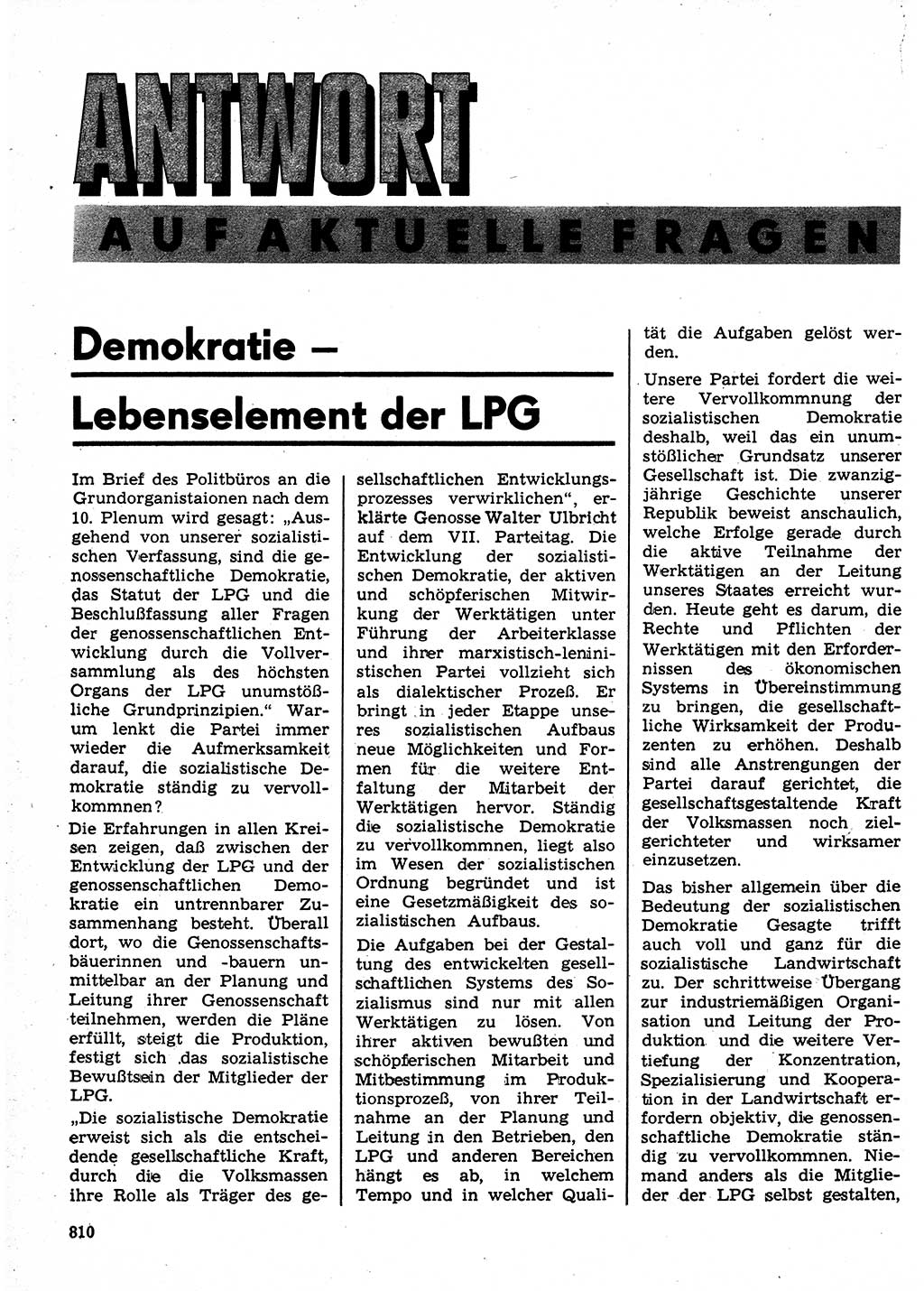 Neuer Weg (NW), Organ des Zentralkomitees (ZK) der SED (Sozialistische Einheitspartei Deutschlands) für Fragen des Parteilebens, 24. Jahrgang [Deutsche Demokratische Republik (DDR)] 1969, Seite 810 (NW ZK SED DDR 1969, S. 810)