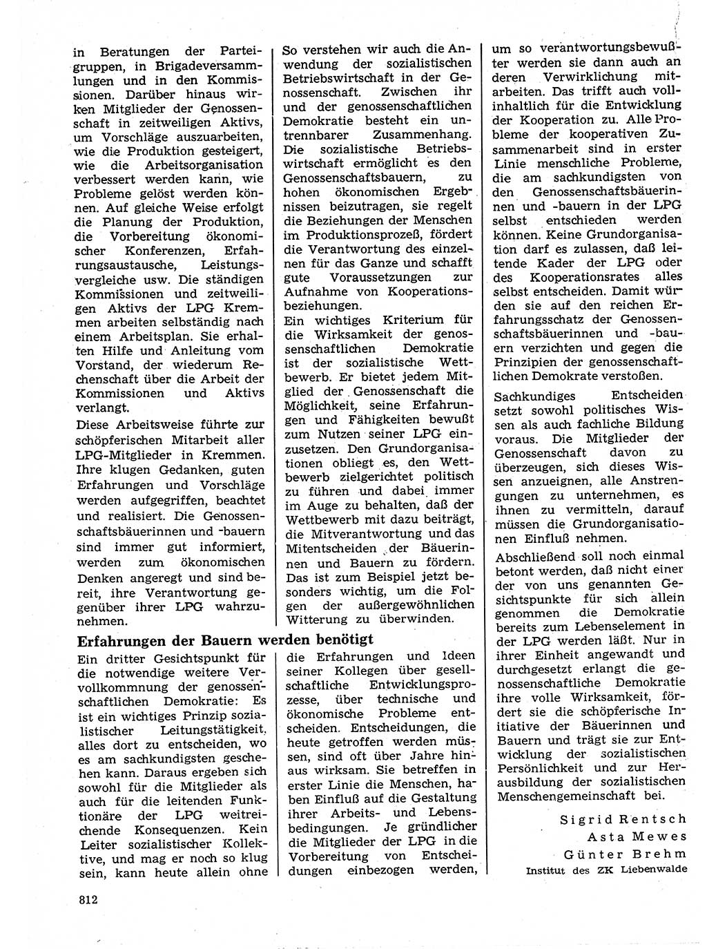 Neuer Weg (NW), Organ des Zentralkomitees (ZK) der SED (Sozialistische Einheitspartei Deutschlands) für Fragen des Parteilebens, 24. Jahrgang [Deutsche Demokratische Republik (DDR)] 1969, Seite 812 (NW ZK SED DDR 1969, S. 812)