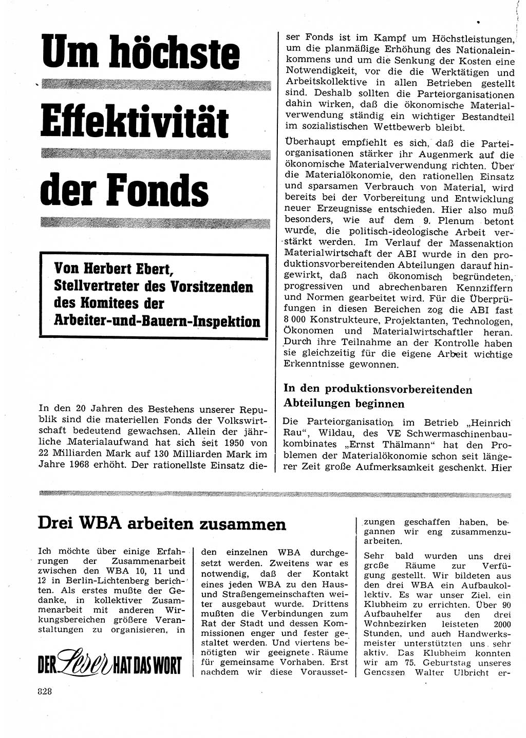 Neuer Weg (NW), Organ des Zentralkomitees (ZK) der SED (Sozialistische Einheitspartei Deutschlands) für Fragen des Parteilebens, 24. Jahrgang [Deutsche Demokratische Republik (DDR)] 1969, Seite 828 (NW ZK SED DDR 1969, S. 828)