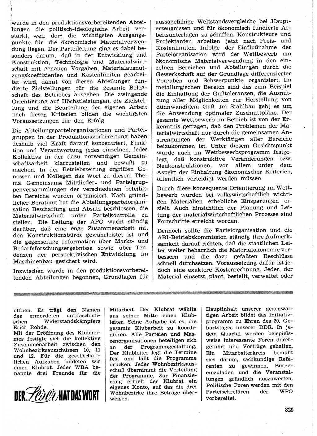 Neuer Weg (NW), Organ des Zentralkomitees (ZK) der SED (Sozialistische Einheitspartei Deutschlands) für Fragen des Parteilebens, 24. Jahrgang [Deutsche Demokratische Republik (DDR)] 1969, Seite 829 (NW ZK SED DDR 1969, S. 829)