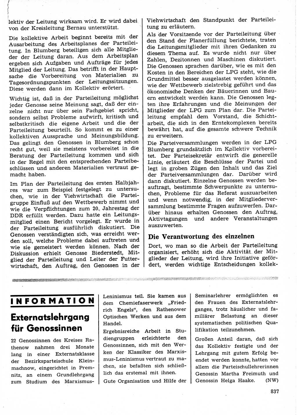 Neuer Weg (NW), Organ des Zentralkomitees (ZK) der SED (Sozialistische Einheitspartei Deutschlands) für Fragen des Parteilebens, 24. Jahrgang [Deutsche Demokratische Republik (DDR)] 1969, Seite 837 (NW ZK SED DDR 1969, S. 837)