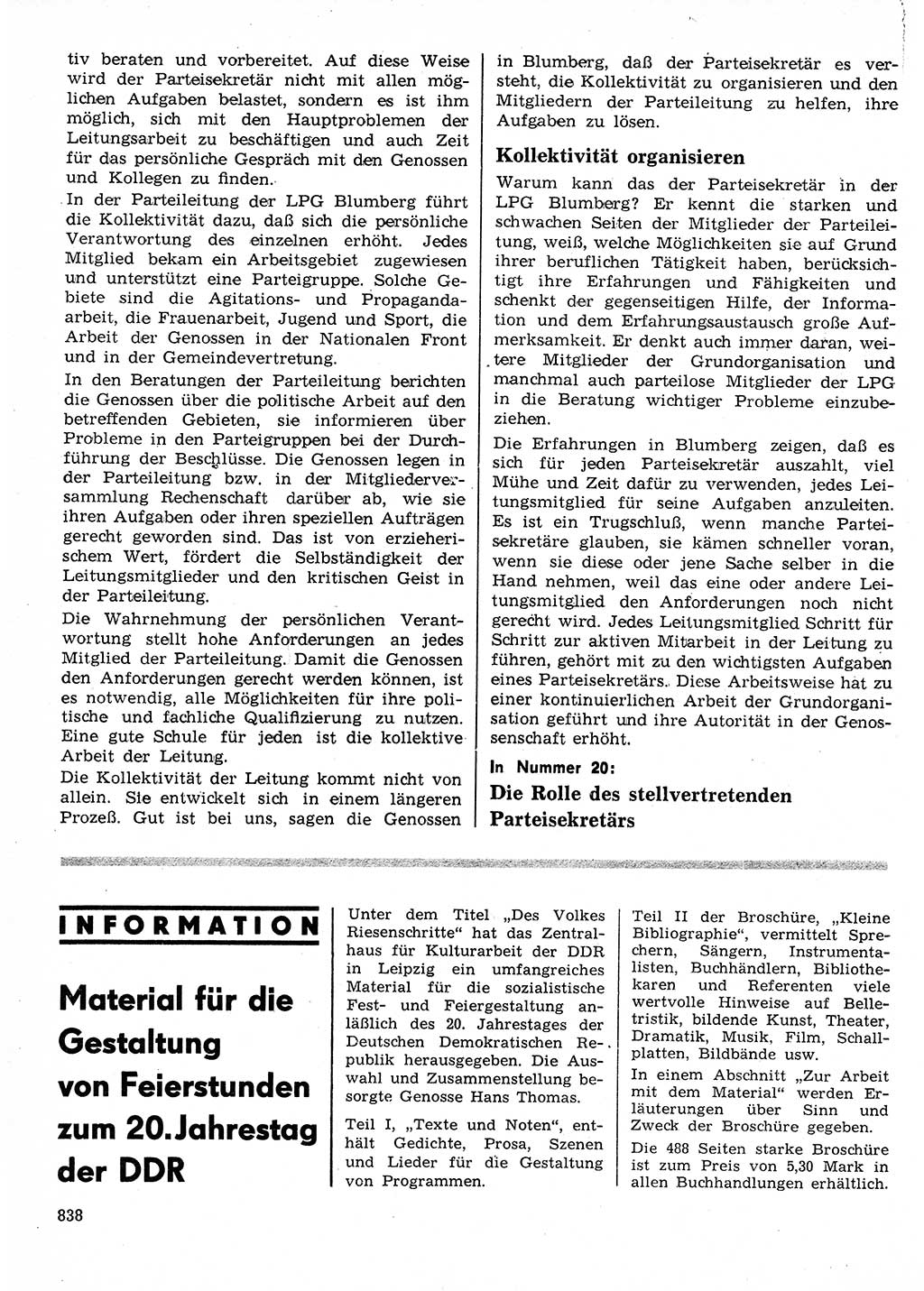 Neuer Weg (NW), Organ des Zentralkomitees (ZK) der SED (Sozialistische Einheitspartei Deutschlands) für Fragen des Parteilebens, 24. Jahrgang [Deutsche Demokratische Republik (DDR)] 1969, Seite 838 (NW ZK SED DDR 1969, S. 838)