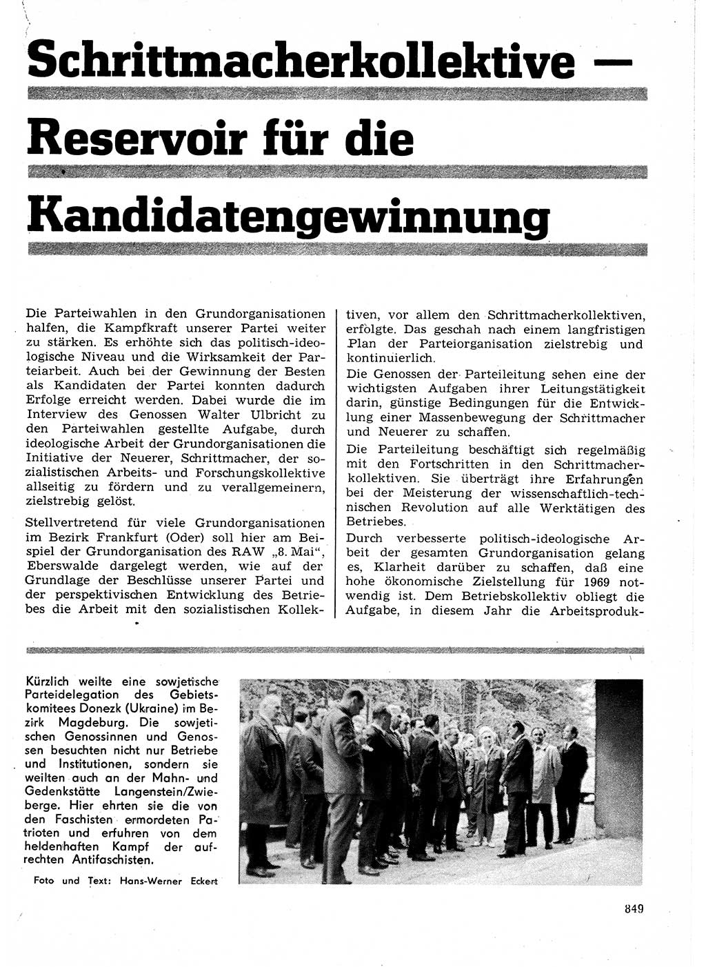Neuer Weg (NW), Organ des Zentralkomitees (ZK) der SED (Sozialistische Einheitspartei Deutschlands) für Fragen des Parteilebens, 24. Jahrgang [Deutsche Demokratische Republik (DDR)] 1969, Seite 849 (NW ZK SED DDR 1969, S. 849)