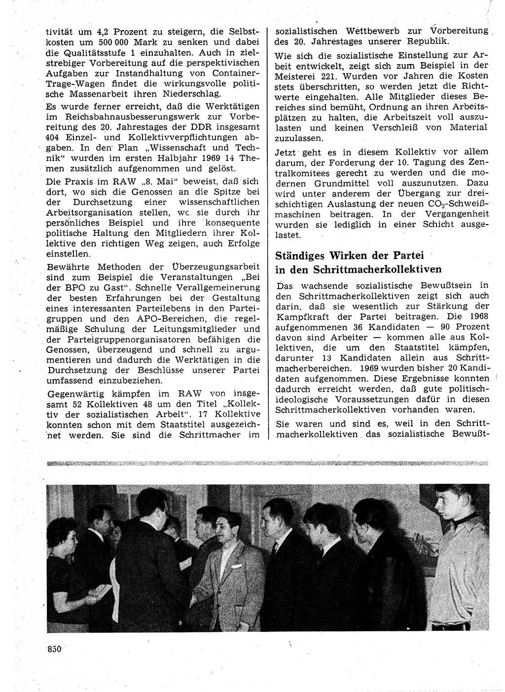 Neuer Weg (NW), Organ des Zentralkomitees (ZK) der SED (Sozialistische Einheitspartei Deutschlands) für Fragen des Parteilebens, 24. Jahrgang [Deutsche Demokratische Republik (DDR)] 1969, Seite 850 (NW ZK SED DDR 1969, S. 850)