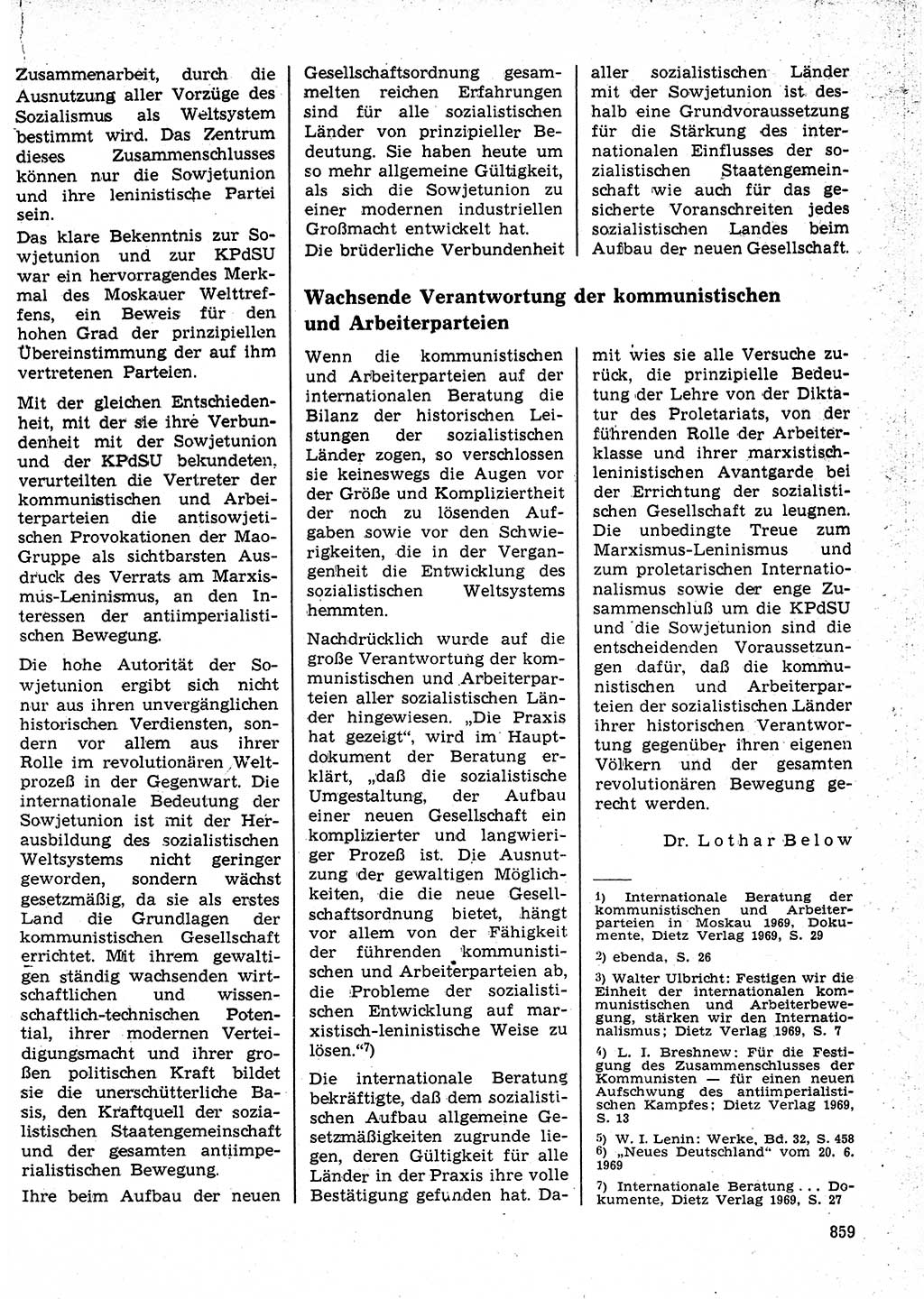 Neuer Weg (NW), Organ des Zentralkomitees (ZK) der SED (Sozialistische Einheitspartei Deutschlands) für Fragen des Parteilebens, 24. Jahrgang [Deutsche Demokratische Republik (DDR)] 1969, Seite 859 (NW ZK SED DDR 1969, S. 859)