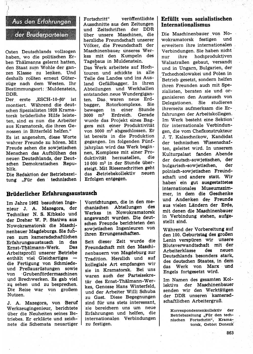 Neuer Weg (NW), Organ des Zentralkomitees (ZK) der SED (Sozialistische Einheitspartei Deutschlands) für Fragen des Parteilebens, 24. Jahrgang [Deutsche Demokratische Republik (DDR)] 1969, Seite 863 (NW ZK SED DDR 1969, S. 863)