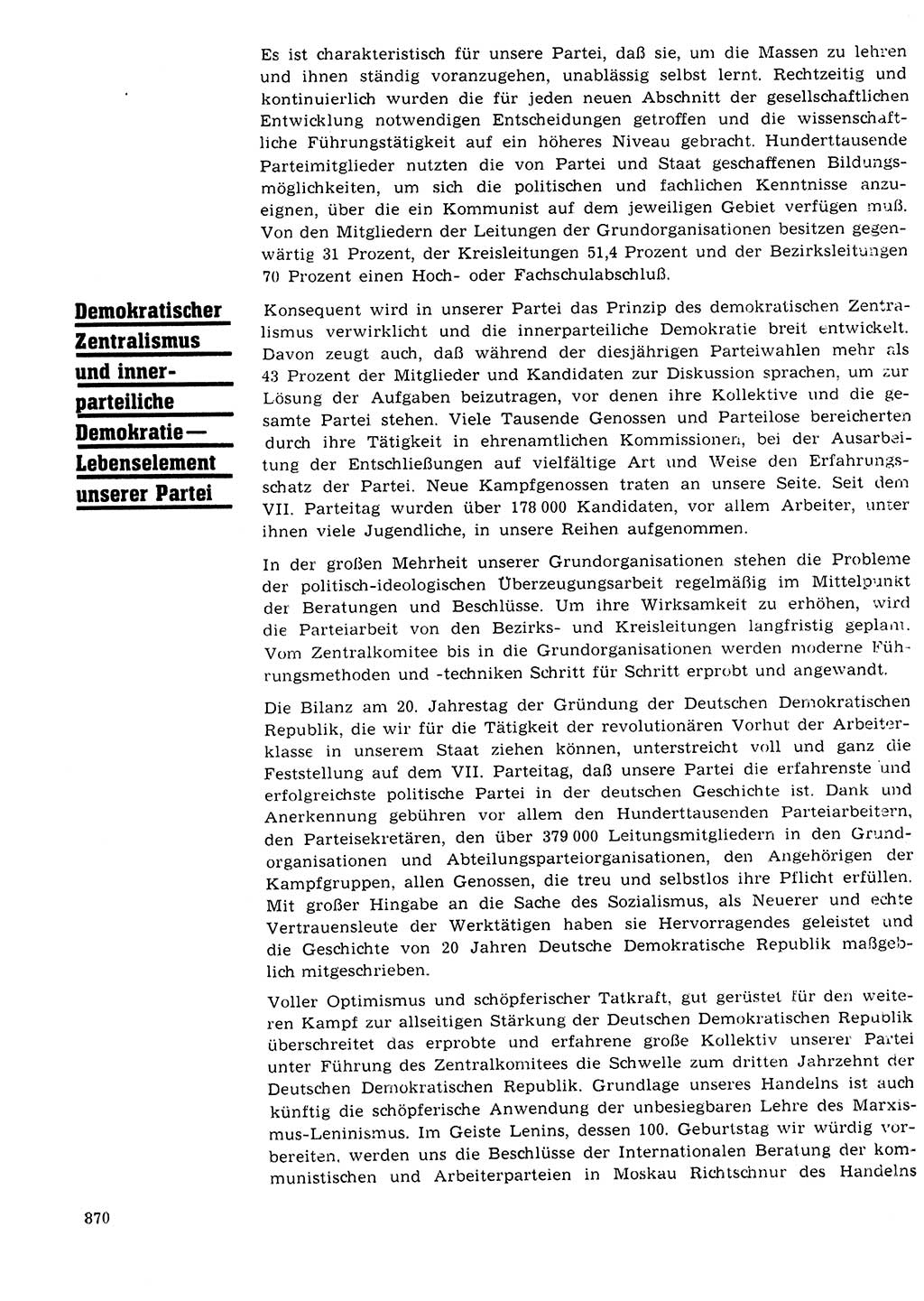 Neuer Weg (NW), Organ des Zentralkomitees (ZK) der SED (Sozialistische Einheitspartei Deutschlands) für Fragen des Parteilebens, 24. Jahrgang [Deutsche Demokratische Republik (DDR)] 1969, Seite 870 (NW ZK SED DDR 1969, S. 870)