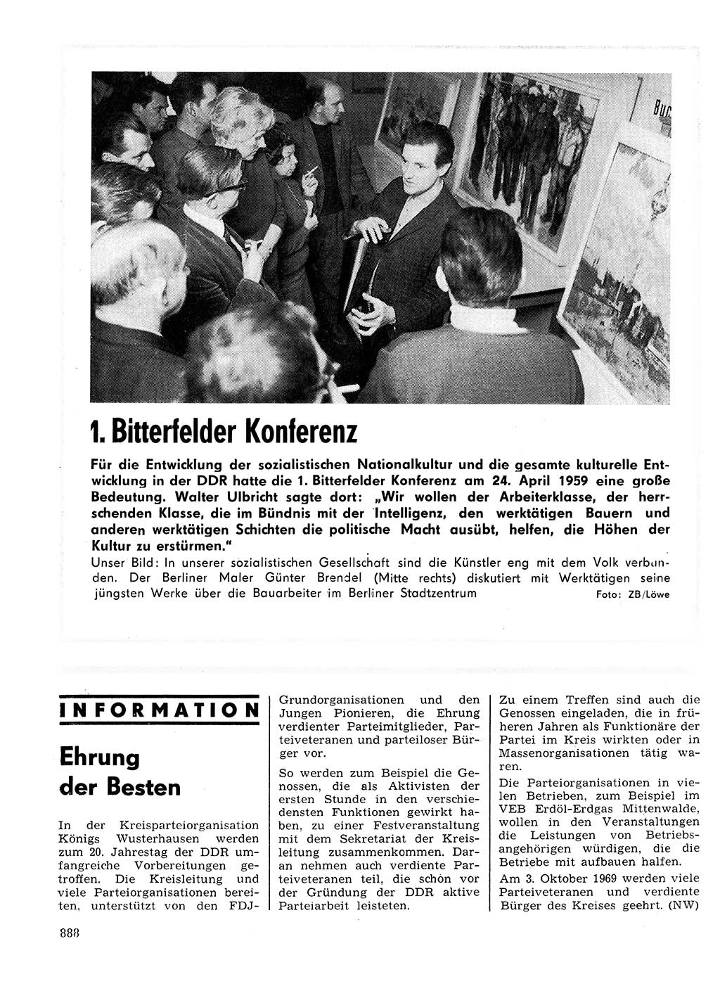 Neuer Weg (NW), Organ des Zentralkomitees (ZK) der SED (Sozialistische Einheitspartei Deutschlands) für Fragen des Parteilebens, 24. Jahrgang [Deutsche Demokratische Republik (DDR)] 1969, Seite 888 (NW ZK SED DDR 1969, S. 888)