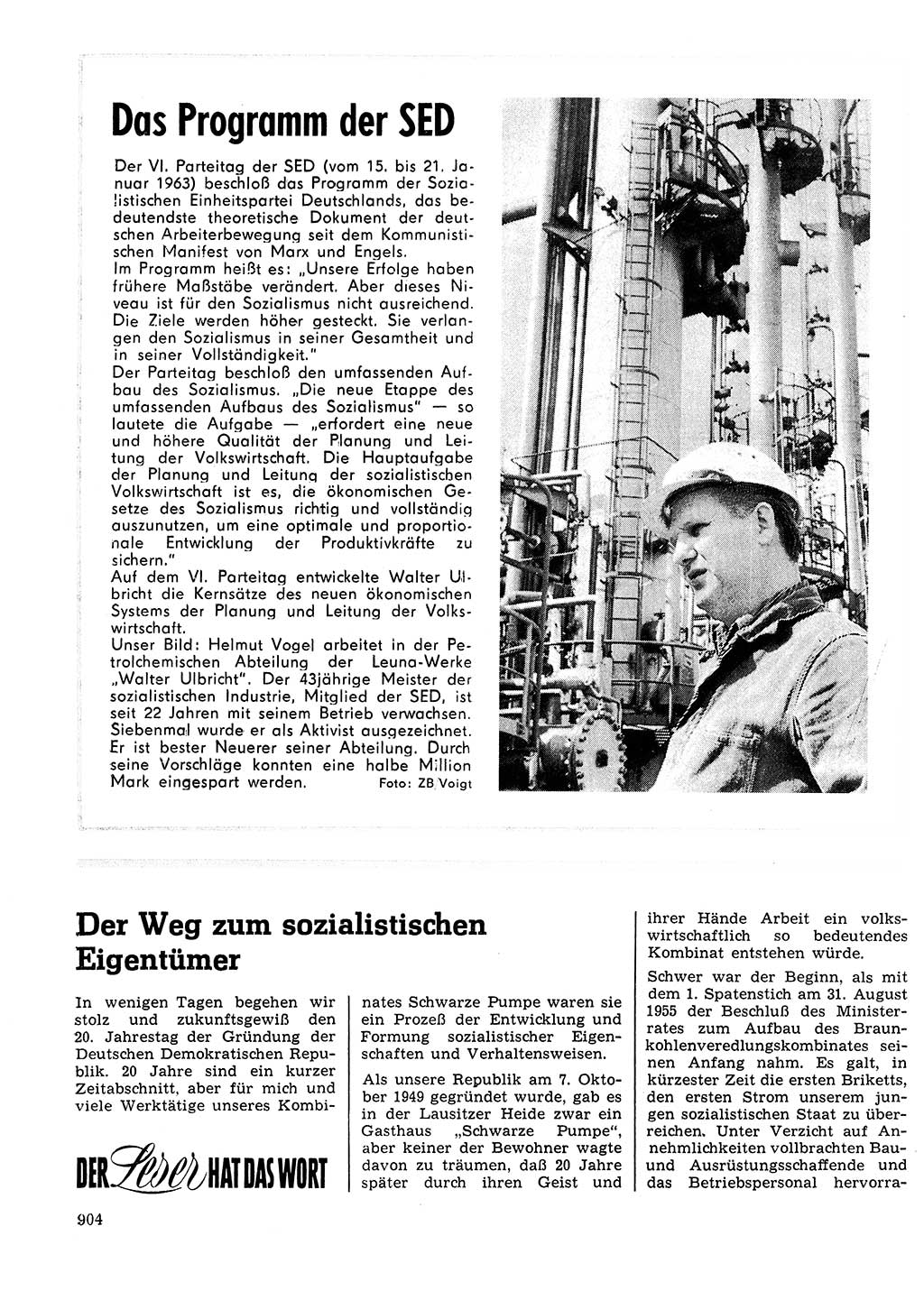 Neuer Weg (NW), Organ des Zentralkomitees (ZK) der SED (Sozialistische Einheitspartei Deutschlands) für Fragen des Parteilebens, 24. Jahrgang [Deutsche Demokratische Republik (DDR)] 1969, Seite 904 (NW ZK SED DDR 1969, S. 904)
