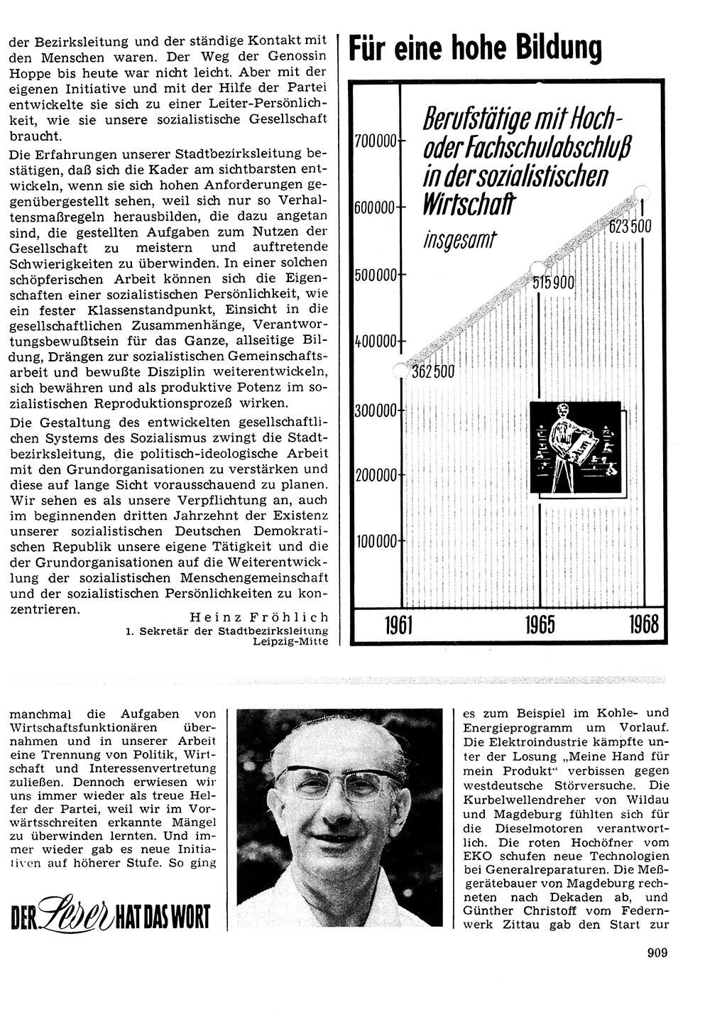 Neuer Weg (NW), Organ des Zentralkomitees (ZK) der SED (Sozialistische Einheitspartei Deutschlands) für Fragen des Parteilebens, 24. Jahrgang [Deutsche Demokratische Republik (DDR)] 1969, Seite 909 (NW ZK SED DDR 1969, S. 909)
