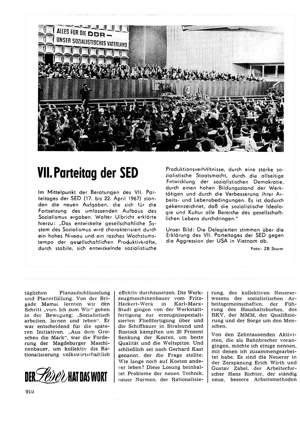 Neuer Weg (NW), Organ des Zentralkomitees (ZK) der SED (Sozialistische Einheitspartei Deutschlands) für Fragen des Parteilebens, 24. Jahrgang [Deutsche Demokratische Republik (DDR)] 1969, Seite 910 (NW ZK SED DDR 1969, S. 910)