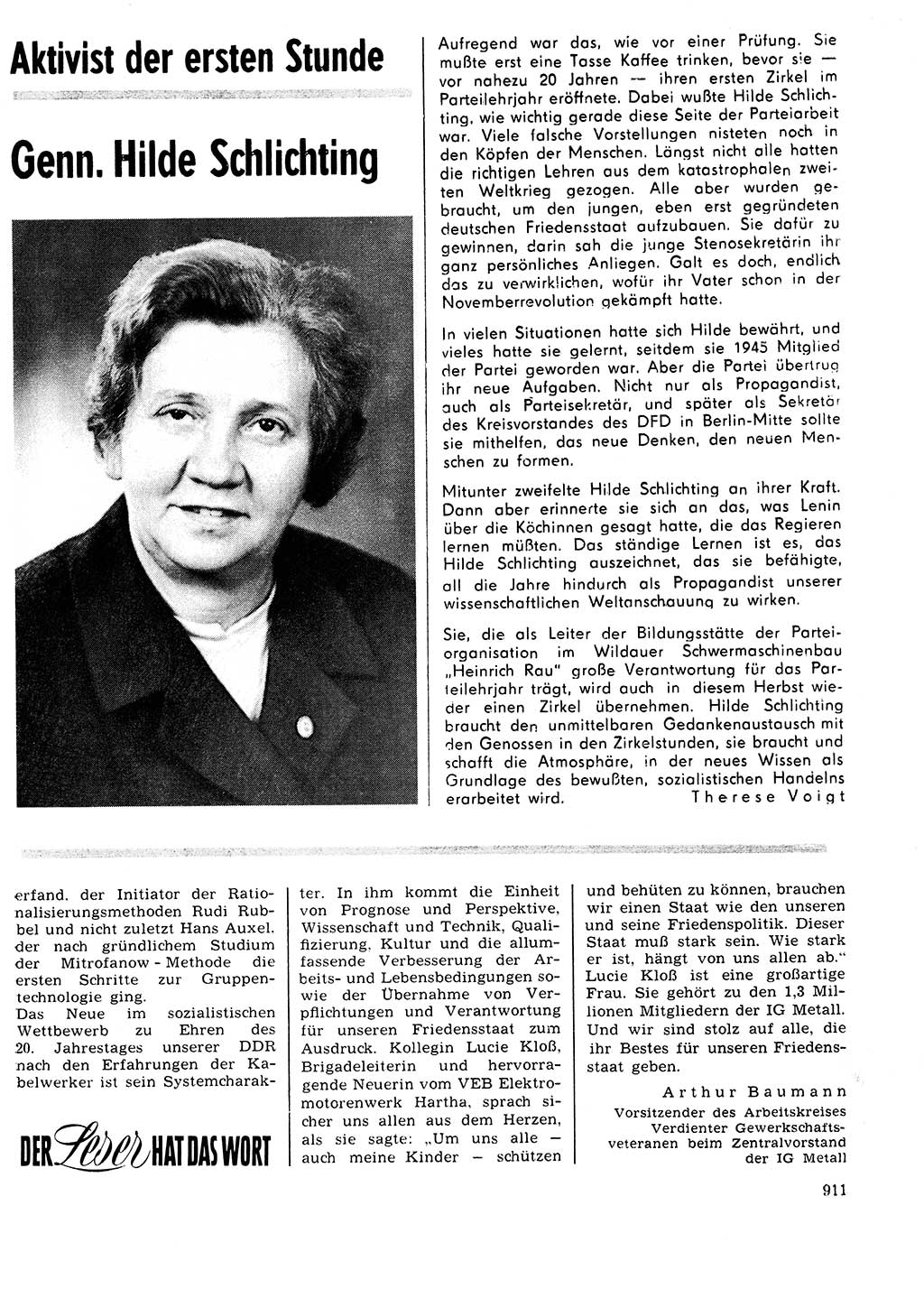 Neuer Weg (NW), Organ des Zentralkomitees (ZK) der SED (Sozialistische Einheitspartei Deutschlands) für Fragen des Parteilebens, 24. Jahrgang [Deutsche Demokratische Republik (DDR)] 1969, Seite 911 (NW ZK SED DDR 1969, S. 911)
