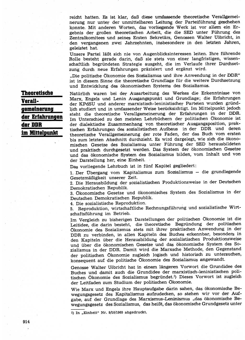 Neuer Weg (NW), Organ des Zentralkomitees (ZK) der SED (Sozialistische Einheitspartei Deutschlands) für Fragen des Parteilebens, 24. Jahrgang [Deutsche Demokratische Republik (DDR)] 1969, Seite 914 (NW ZK SED DDR 1969, S. 914)