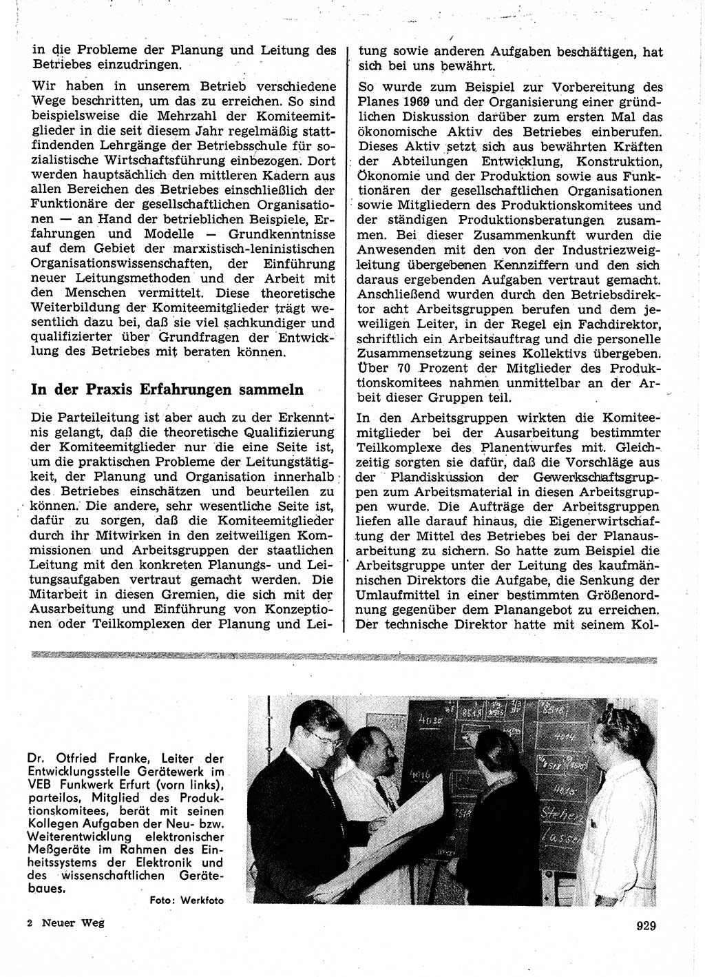 Neuer Weg (NW), Organ des Zentralkomitees (ZK) der SED (Sozialistische Einheitspartei Deutschlands) für Fragen des Parteilebens, 24. Jahrgang [Deutsche Demokratische Republik (DDR)] 1969, Seite 929 (NW ZK SED DDR 1969, S. 929)