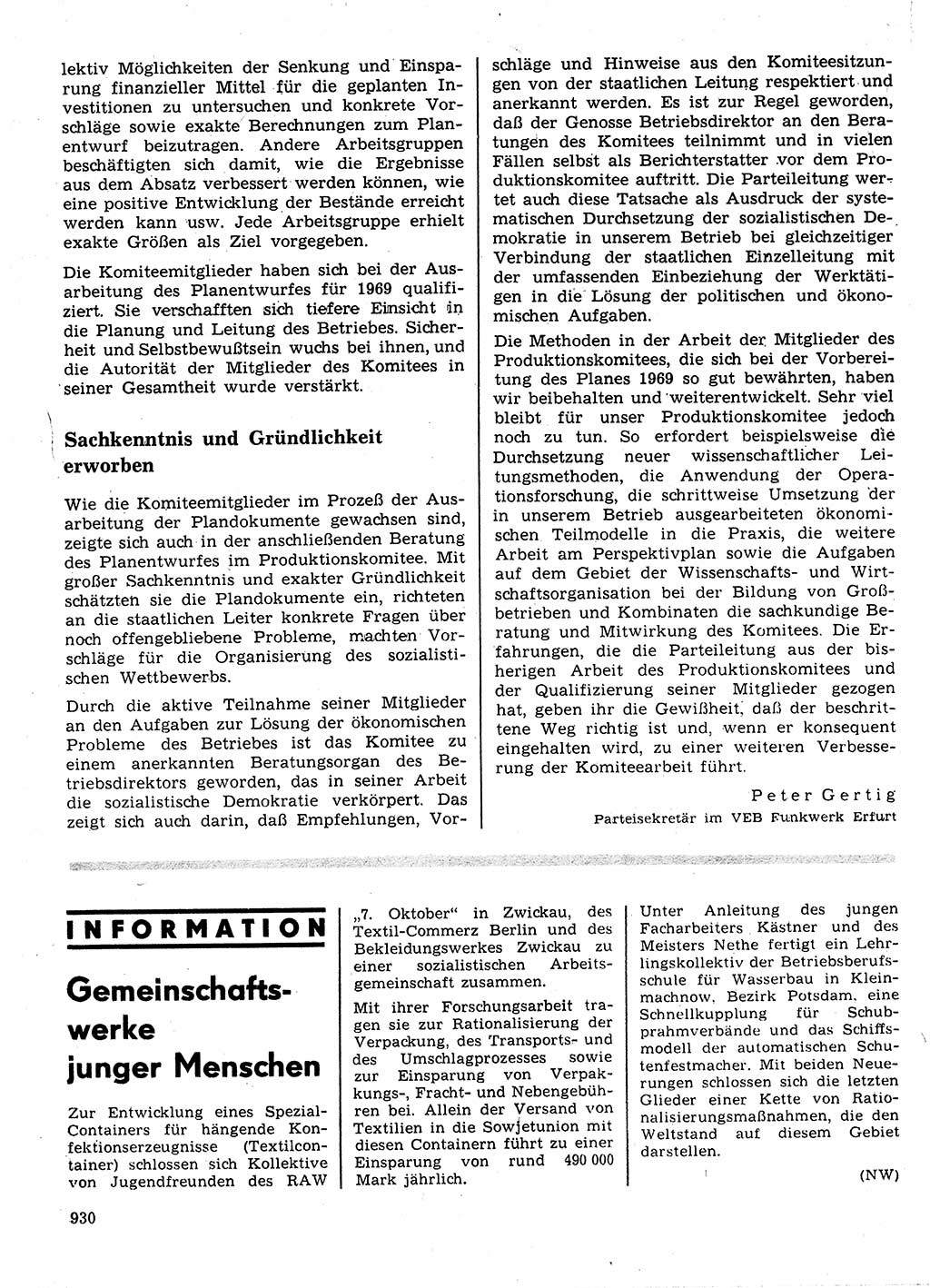 Neuer Weg (NW), Organ des Zentralkomitees (ZK) der SED (Sozialistische Einheitspartei Deutschlands) für Fragen des Parteilebens, 24. Jahrgang [Deutsche Demokratische Republik (DDR)] 1969, Seite 930 (NW ZK SED DDR 1969, S. 930)