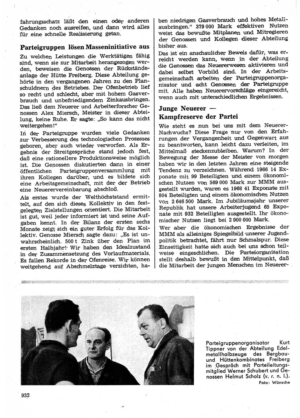 Neuer Weg (NW), Organ des Zentralkomitees (ZK) der SED (Sozialistische Einheitspartei Deutschlands) für Fragen des Parteilebens, 24. Jahrgang [Deutsche Demokratische Republik (DDR)] 1969, Seite 932 (NW ZK SED DDR 1969, S. 932)