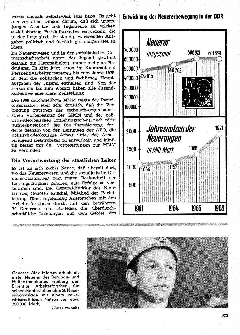 Neuer Weg (NW), Organ des Zentralkomitees (ZK) der SED (Sozialistische Einheitspartei Deutschlands) für Fragen des Parteilebens, 24. Jahrgang [Deutsche Demokratische Republik (DDR)] 1969, Seite 933 (NW ZK SED DDR 1969, S. 933)