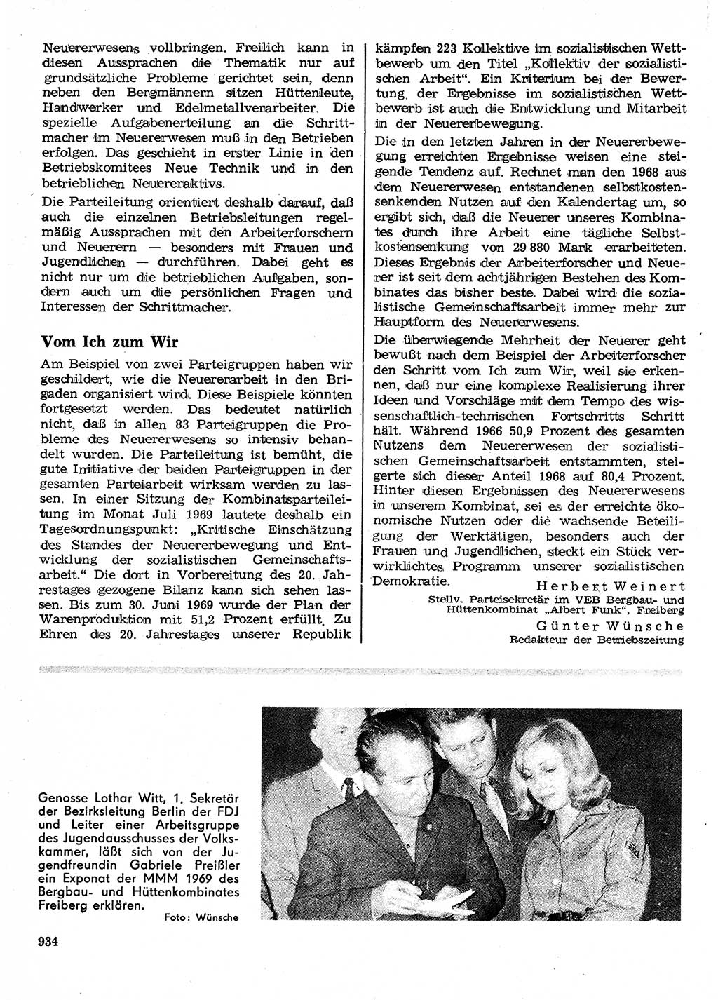Neuer Weg (NW), Organ des Zentralkomitees (ZK) der SED (Sozialistische Einheitspartei Deutschlands) für Fragen des Parteilebens, 24. Jahrgang [Deutsche Demokratische Republik (DDR)] 1969, Seite 934 (NW ZK SED DDR 1969, S. 934)
