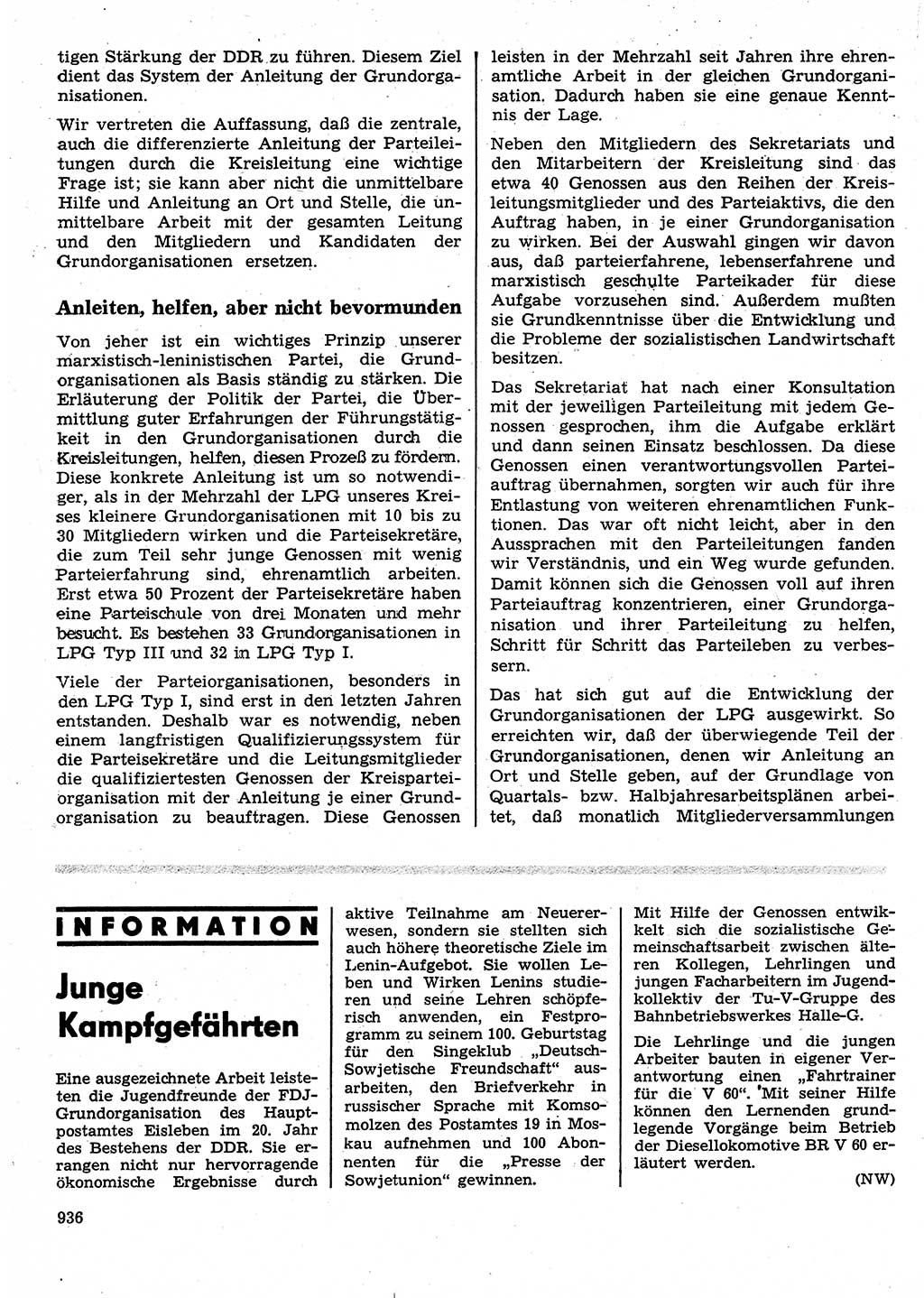 Neuer Weg (NW), Organ des Zentralkomitees (ZK) der SED (Sozialistische Einheitspartei Deutschlands) für Fragen des Parteilebens, 24. Jahrgang [Deutsche Demokratische Republik (DDR)] 1969, Seite 936 (NW ZK SED DDR 1969, S. 936)