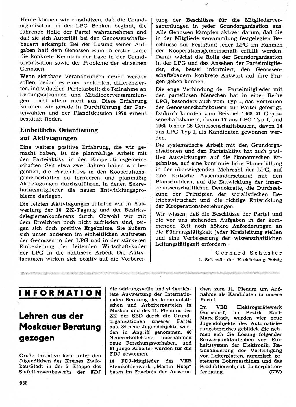 Neuer Weg (NW), Organ des Zentralkomitees (ZK) der SED (Sozialistische Einheitspartei Deutschlands) für Fragen des Parteilebens, 24. Jahrgang [Deutsche Demokratische Republik (DDR)] 1969, Seite 938 (NW ZK SED DDR 1969, S. 938)