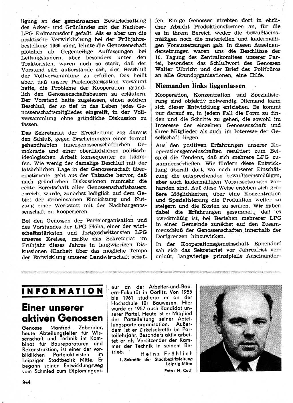 Neuer Weg (NW), Organ des Zentralkomitees (ZK) der SED (Sozialistische Einheitspartei Deutschlands) für Fragen des Parteilebens, 24. Jahrgang [Deutsche Demokratische Republik (DDR)] 1969, Seite 944 (NW ZK SED DDR 1969, S. 944)