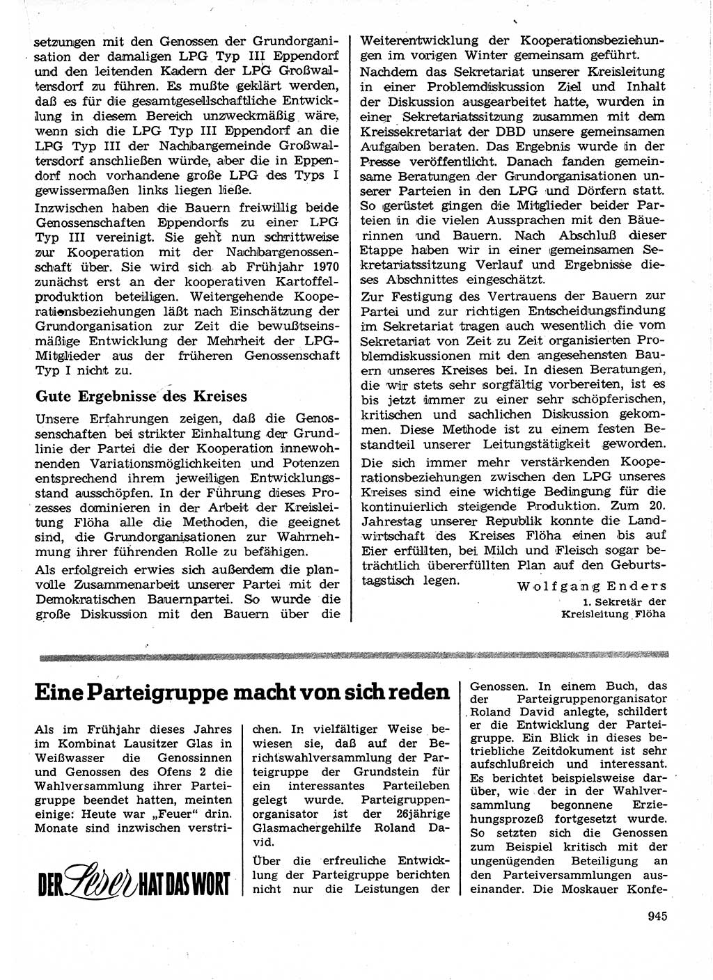 Neuer Weg (NW), Organ des Zentralkomitees (ZK) der SED (Sozialistische Einheitspartei Deutschlands) für Fragen des Parteilebens, 24. Jahrgang [Deutsche Demokratische Republik (DDR)] 1969, Seite 945 (NW ZK SED DDR 1969, S. 945)