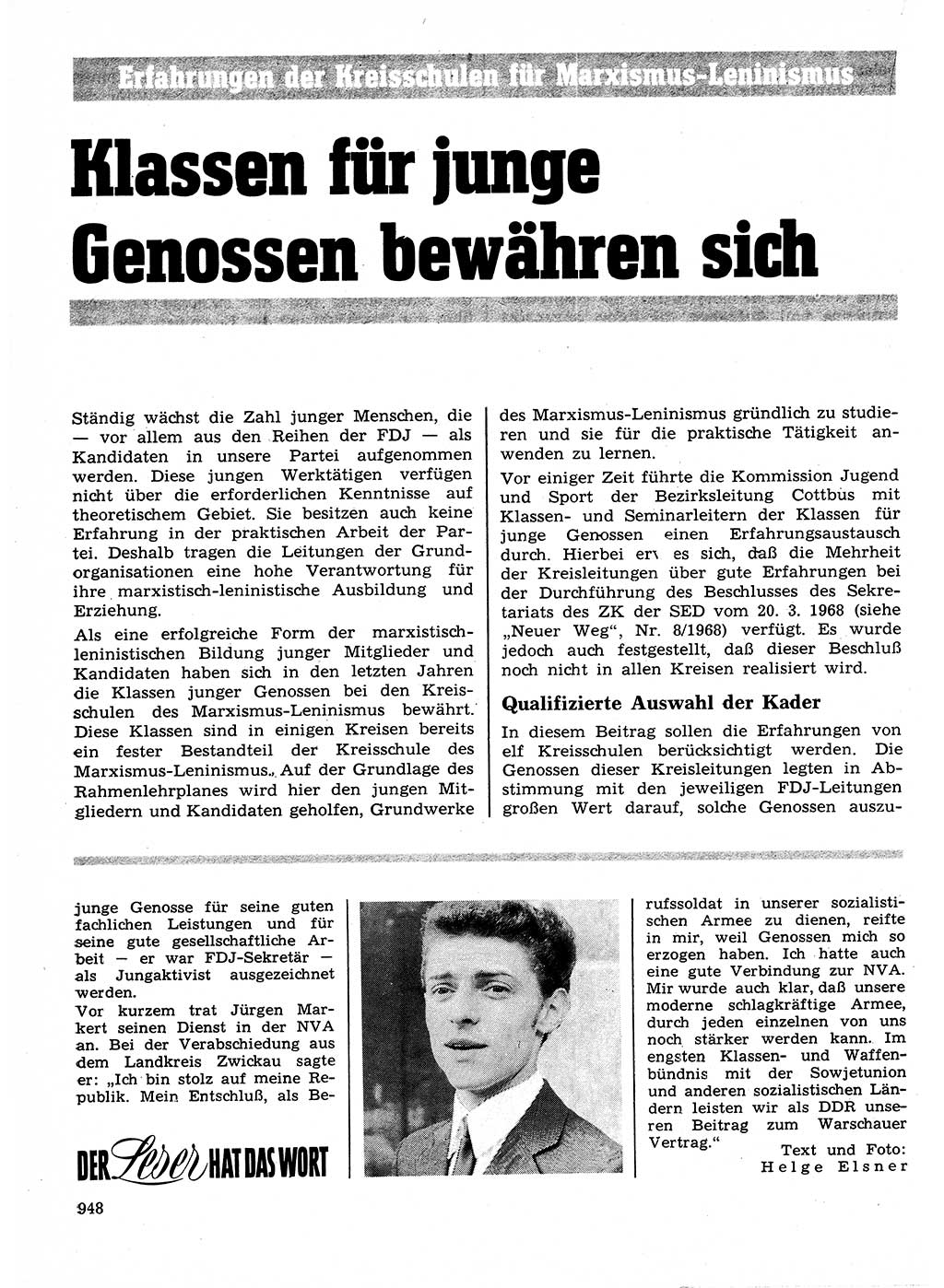 Neuer Weg (NW), Organ des Zentralkomitees (ZK) der SED (Sozialistische Einheitspartei Deutschlands) für Fragen des Parteilebens, 24. Jahrgang [Deutsche Demokratische Republik (DDR)] 1969, Seite 948 (NW ZK SED DDR 1969, S. 948)