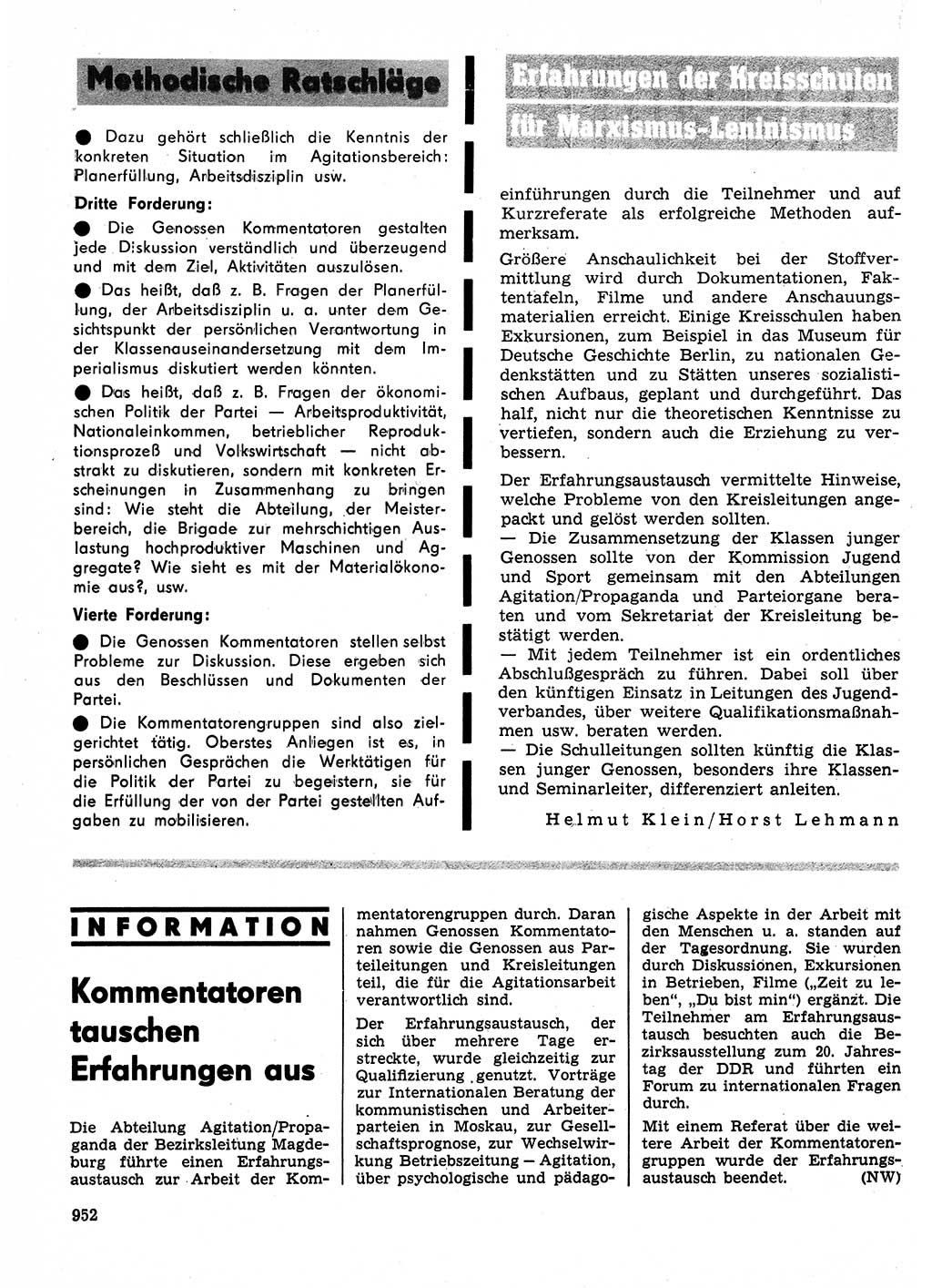 Neuer Weg (NW), Organ des Zentralkomitees (ZK) der SED (Sozialistische Einheitspartei Deutschlands) für Fragen des Parteilebens, 24. Jahrgang [Deutsche Demokratische Republik (DDR)] 1969, Seite 952 (NW ZK SED DDR 1969, S. 952)