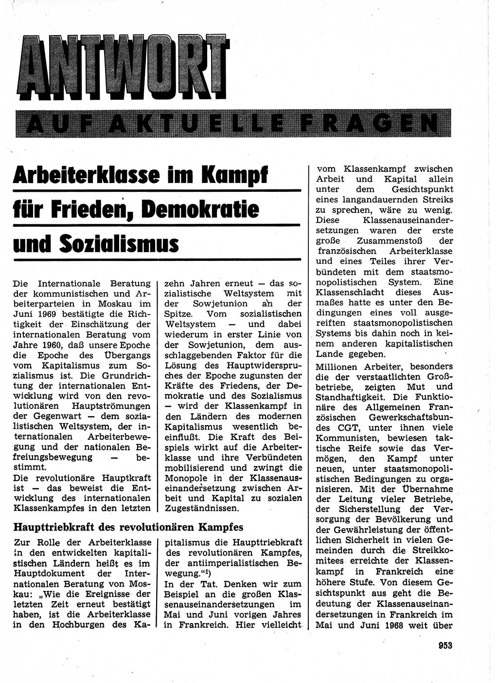 Neuer Weg (NW), Organ des Zentralkomitees (ZK) der SED (Sozialistische Einheitspartei Deutschlands) für Fragen des Parteilebens, 24. Jahrgang [Deutsche Demokratische Republik (DDR)] 1969, Seite 953 (NW ZK SED DDR 1969, S. 953)