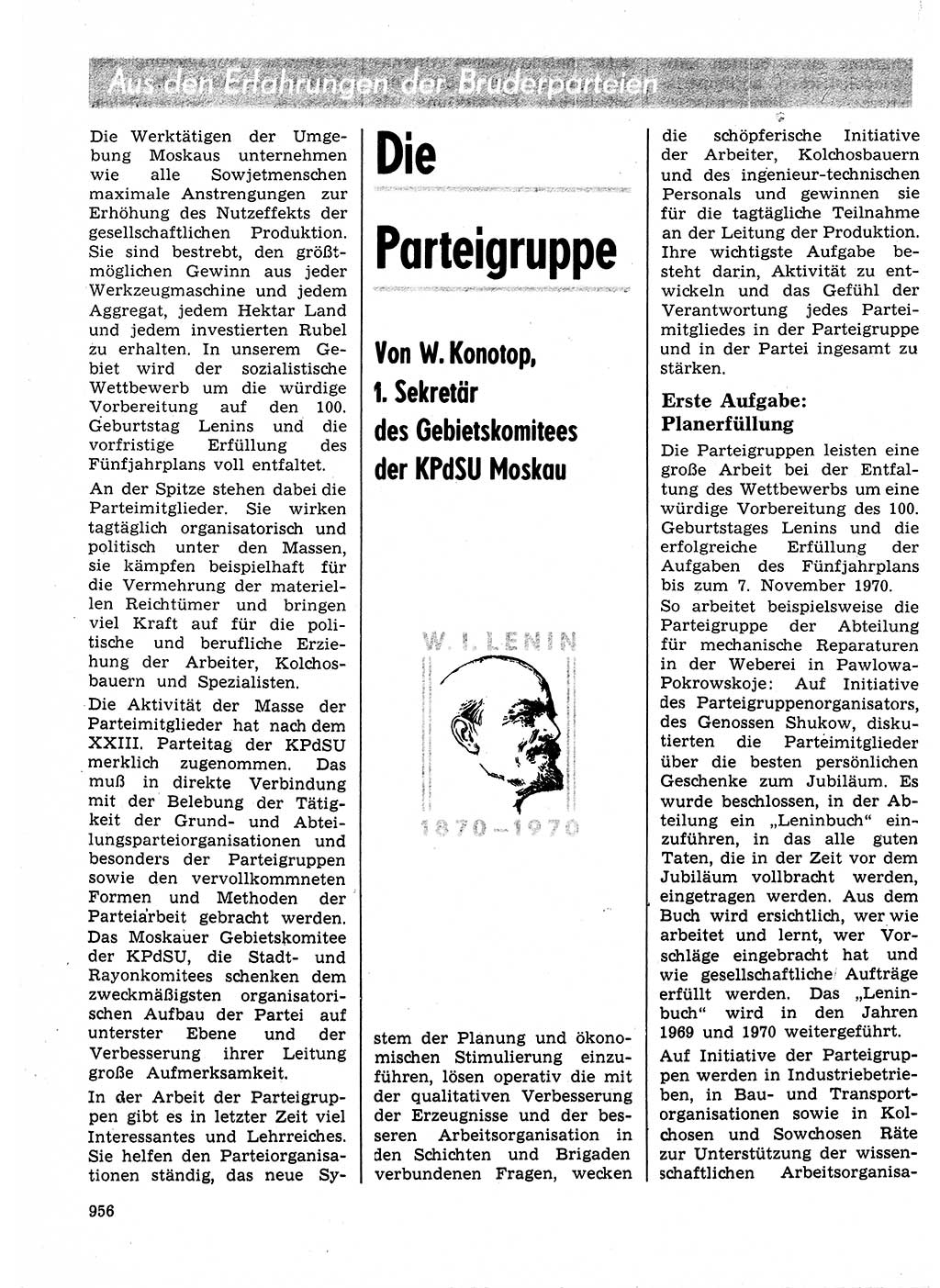 Neuer Weg (NW), Organ des Zentralkomitees (ZK) der SED (Sozialistische Einheitspartei Deutschlands) für Fragen des Parteilebens, 24. Jahrgang [Deutsche Demokratische Republik (DDR)] 1969, Seite 956 (NW ZK SED DDR 1969, S. 956)