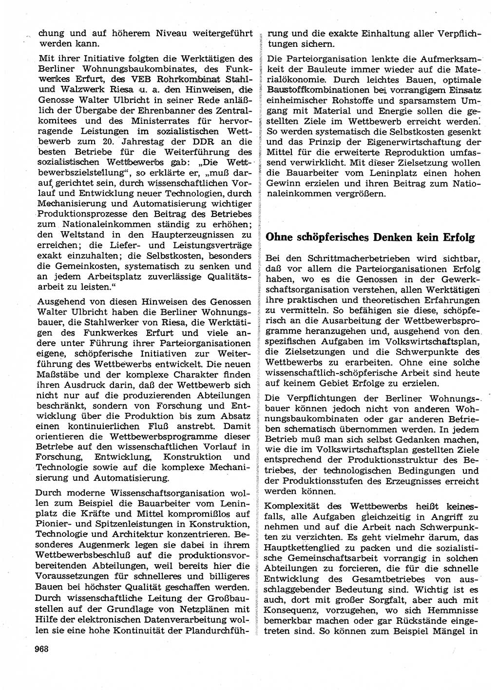 Neuer Weg (NW), Organ des Zentralkomitees (ZK) der SED (Sozialistische Einheitspartei Deutschlands) für Fragen des Parteilebens, 24. Jahrgang [Deutsche Demokratische Republik (DDR)] 1969, Seite 968 (NW ZK SED DDR 1969, S. 968)