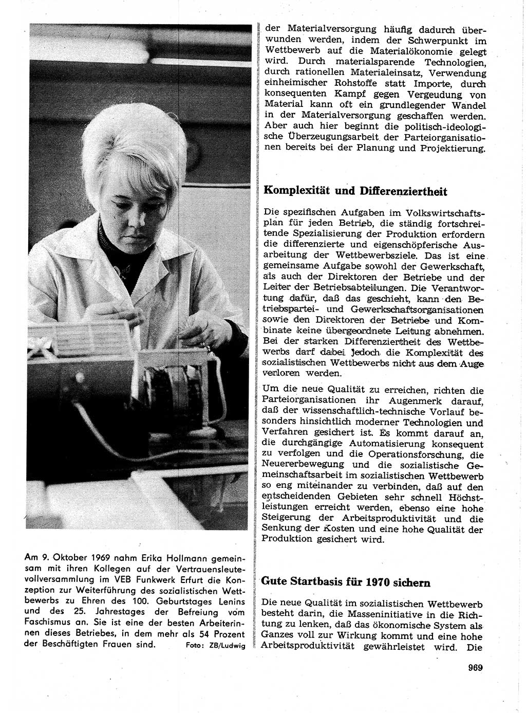 Neuer Weg (NW), Organ des Zentralkomitees (ZK) der SED (Sozialistische Einheitspartei Deutschlands) für Fragen des Parteilebens, 24. Jahrgang [Deutsche Demokratische Republik (DDR)] 1969, Seite 969 (NW ZK SED DDR 1969, S. 969)