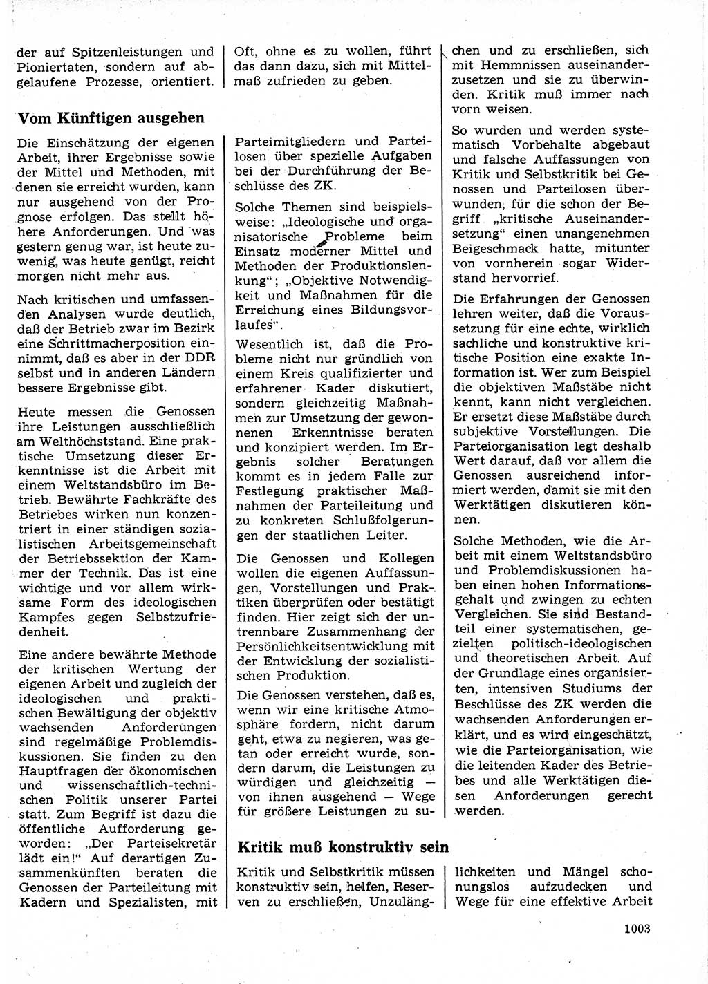 Neuer Weg (NW), Organ des Zentralkomitees (ZK) der SED (Sozialistische Einheitspartei Deutschlands) für Fragen des Parteilebens, 24. Jahrgang [Deutsche Demokratische Republik (DDR)] 1969, Seite 1003 (NW ZK SED DDR 1969, S. 1003)