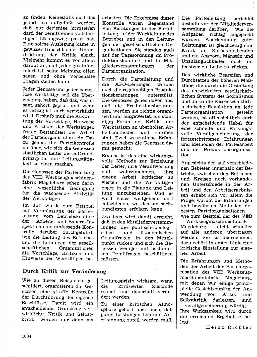 Neuer Weg (NW), Organ des Zentralkomitees (ZK) der SED (Sozialistische Einheitspartei Deutschlands) für Fragen des Parteilebens, 24. Jahrgang [Deutsche Demokratische Republik (DDR)] 1969, Seite 1004 (NW ZK SED DDR 1969, S. 1004)