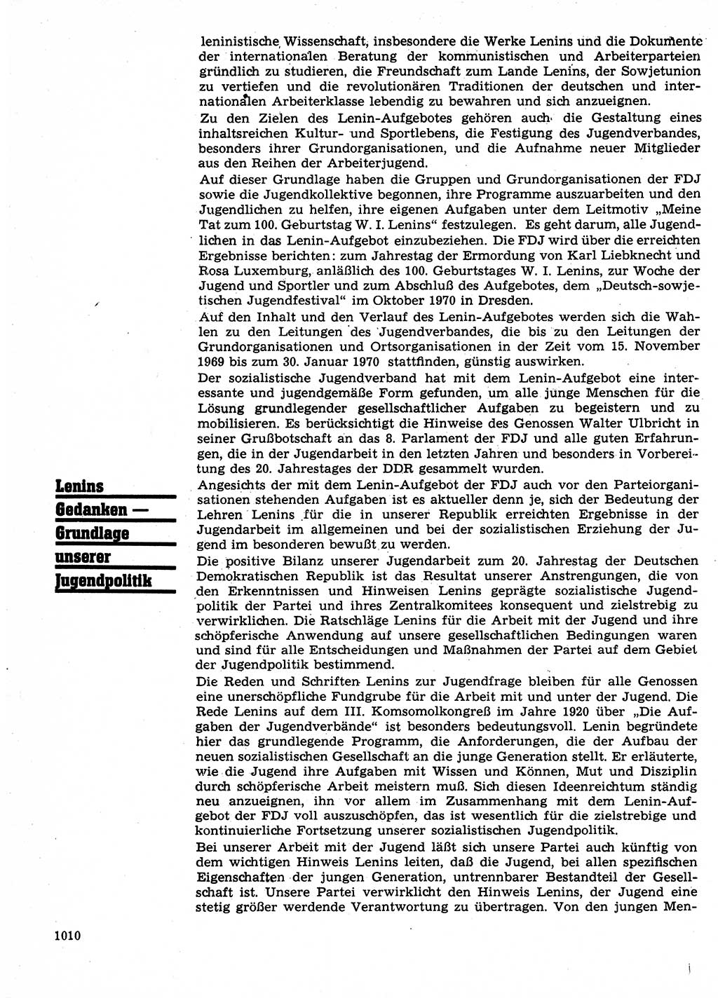 Neuer Weg (NW), Organ des Zentralkomitees (ZK) der SED (Sozialistische Einheitspartei Deutschlands) für Fragen des Parteilebens, 24. Jahrgang [Deutsche Demokratische Republik (DDR)] 1969, Seite 1010 (NW ZK SED DDR 1969, S. 1010)