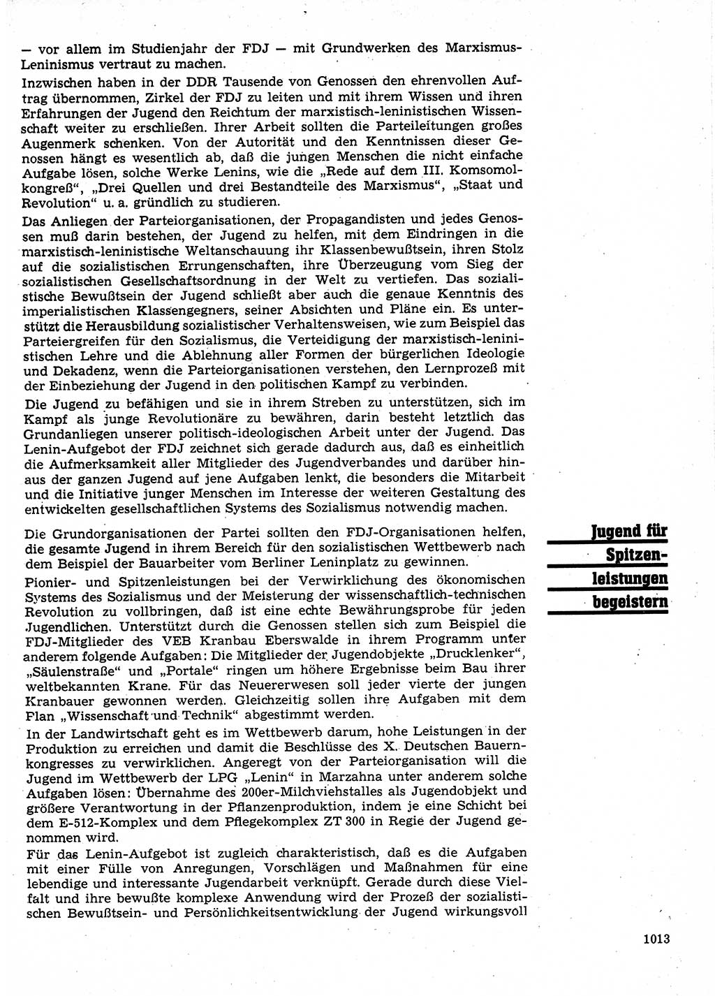 Neuer Weg (NW), Organ des Zentralkomitees (ZK) der SED (Sozialistische Einheitspartei Deutschlands) für Fragen des Parteilebens, 24. Jahrgang [Deutsche Demokratische Republik (DDR)] 1969, Seite 1013 (NW ZK SED DDR 1969, S. 1013)