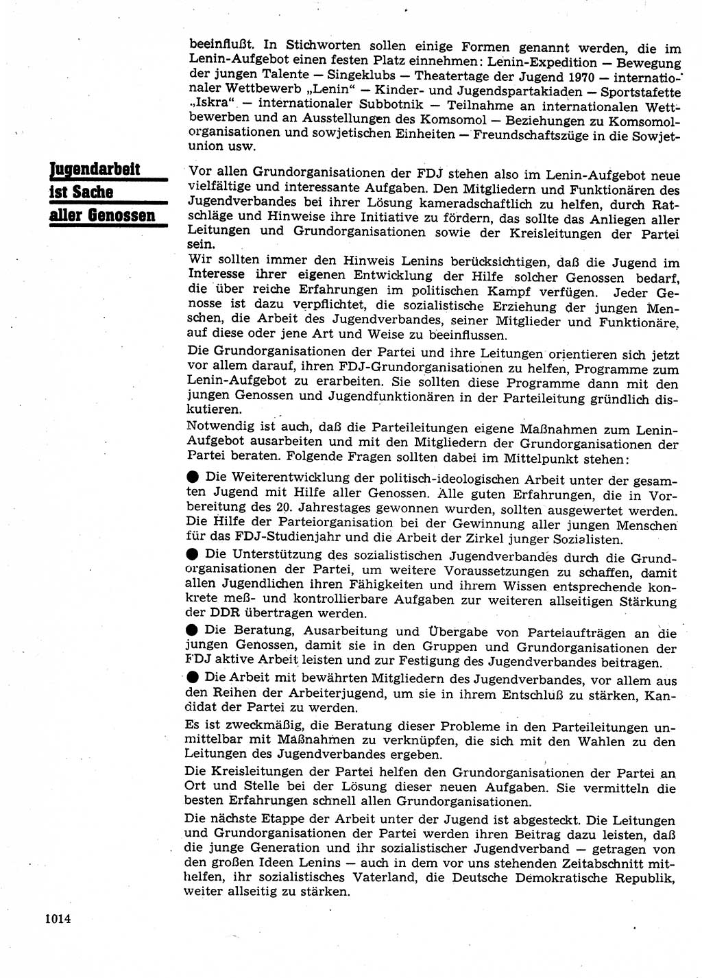 Neuer Weg (NW), Organ des Zentralkomitees (ZK) der SED (Sozialistische Einheitspartei Deutschlands) für Fragen des Parteilebens, 24. Jahrgang [Deutsche Demokratische Republik (DDR)] 1969, Seite 1014 (NW ZK SED DDR 1969, S. 1014)