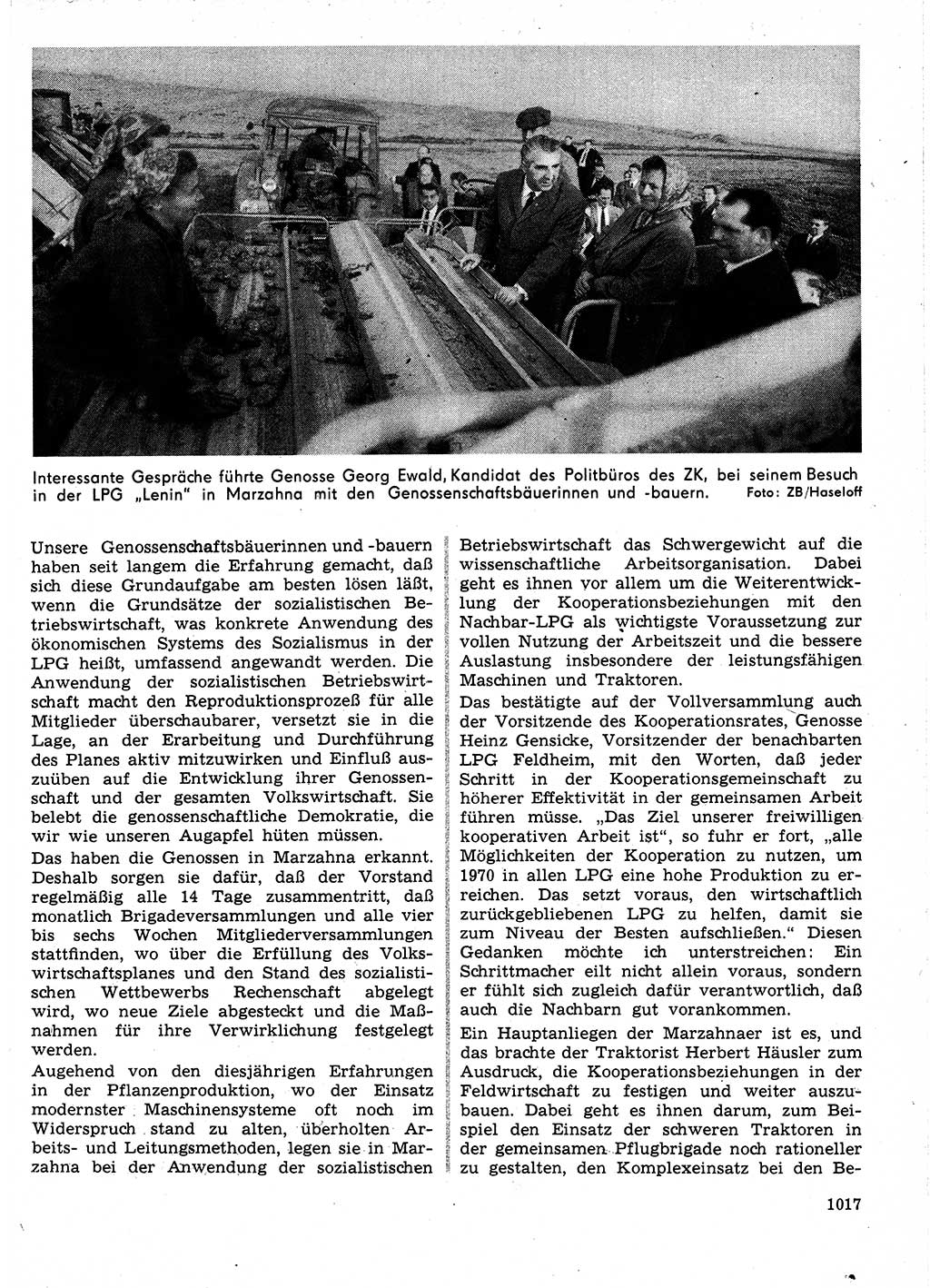Neuer Weg (NW), Organ des Zentralkomitees (ZK) der SED (Sozialistische Einheitspartei Deutschlands) für Fragen des Parteilebens, 24. Jahrgang [Deutsche Demokratische Republik (DDR)] 1969, Seite 1017 (NW ZK SED DDR 1969, S. 1017)