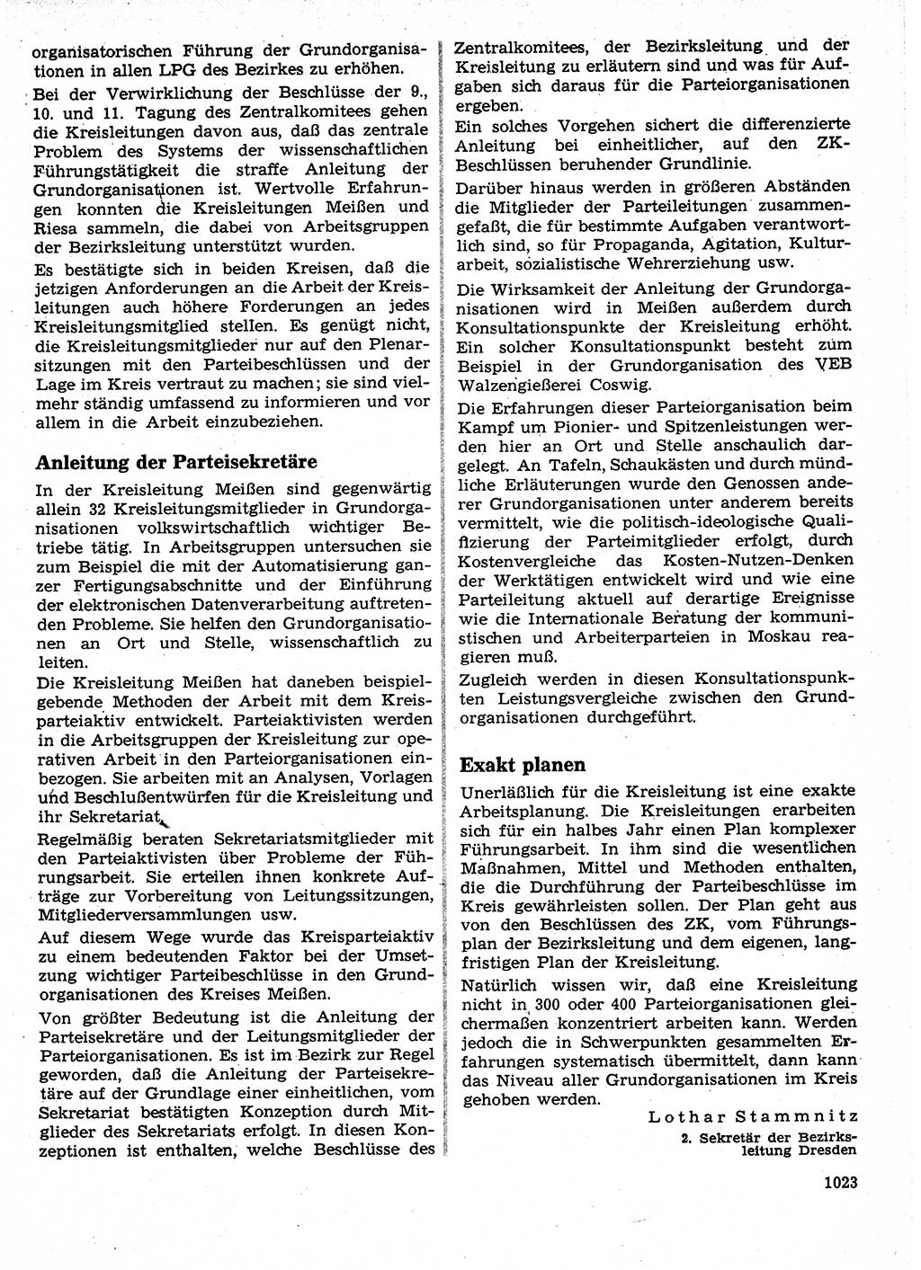 Neuer Weg (NW), Organ des Zentralkomitees (ZK) der SED (Sozialistische Einheitspartei Deutschlands) für Fragen des Parteilebens, 24. Jahrgang [Deutsche Demokratische Republik (DDR)] 1969, Seite 1023 (NW ZK SED DDR 1969, S. 1023)