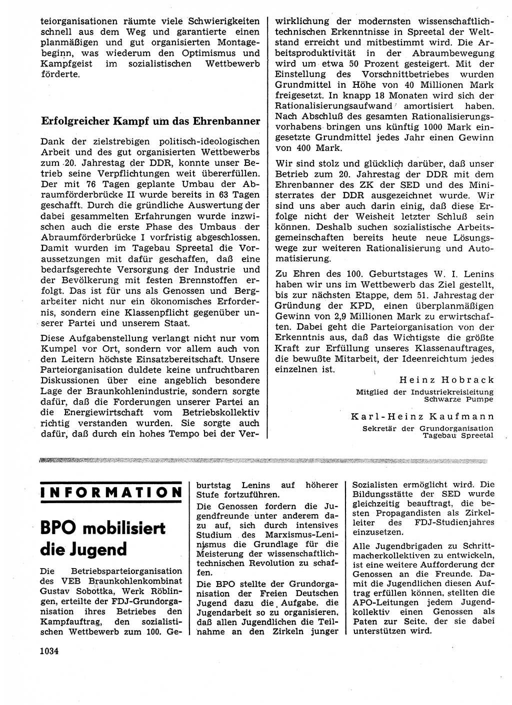 Neuer Weg (NW), Organ des Zentralkomitees (ZK) der SED (Sozialistische Einheitspartei Deutschlands) für Fragen des Parteilebens, 24. Jahrgang [Deutsche Demokratische Republik (DDR)] 1969, Seite 1034 (NW ZK SED DDR 1969, S. 1034)